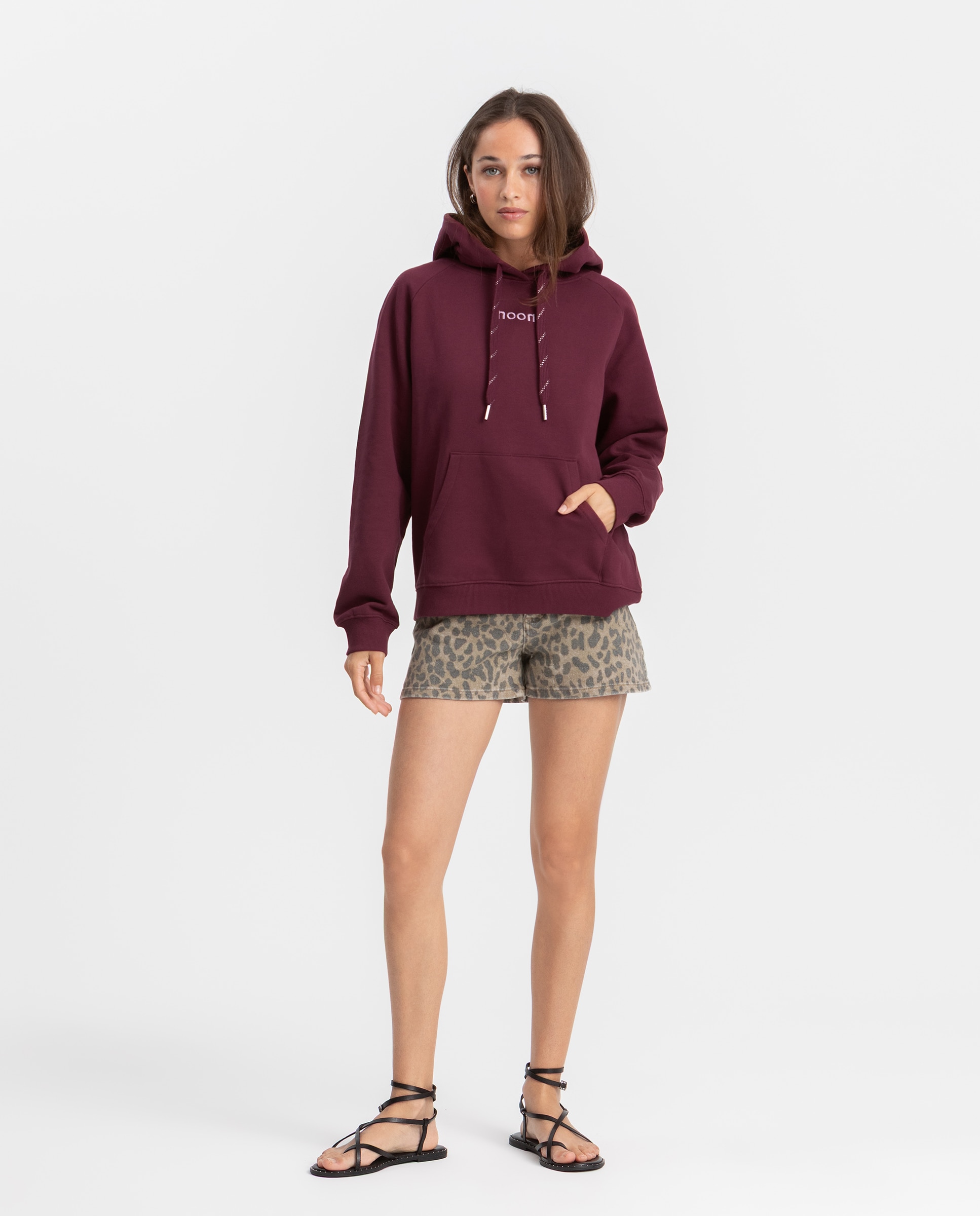 Sudadera de mujer con capucha y logo - Noon - Burdeos Burdeos-3