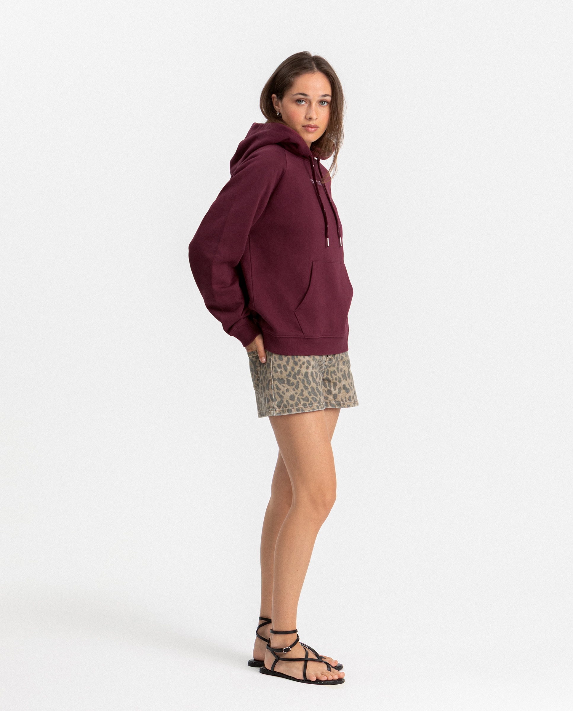 Sudadera de mujer con capucha y logo - Noon - Burdeos Burdeos-4