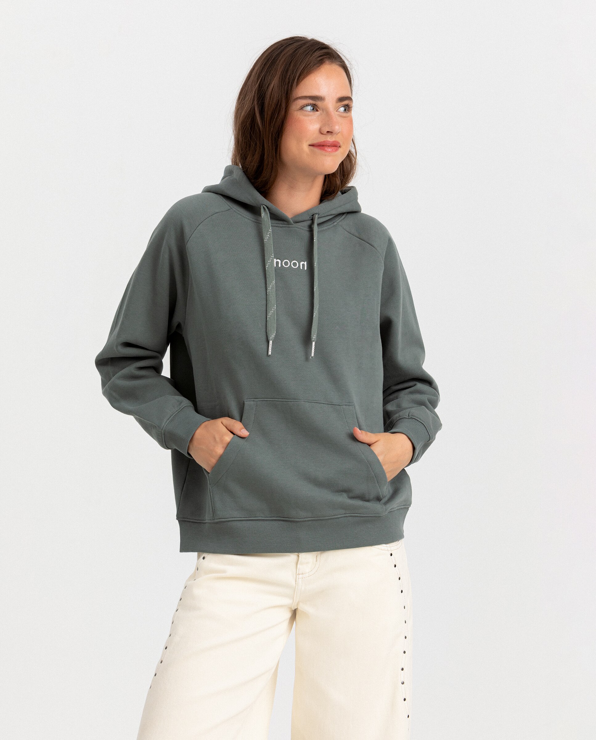 Sudadera de mujer con capucha y logo - Noon - Verde Verde-1