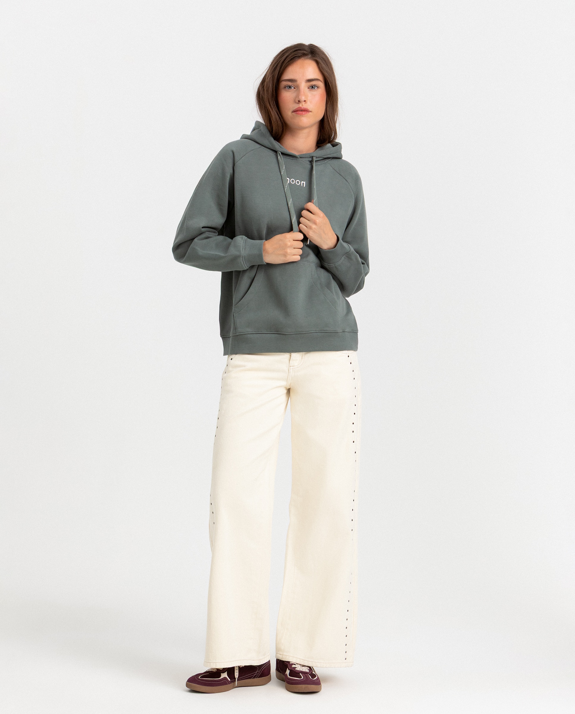 Sudadera de mujer con capucha y logo - Noon - Verde Verde-3