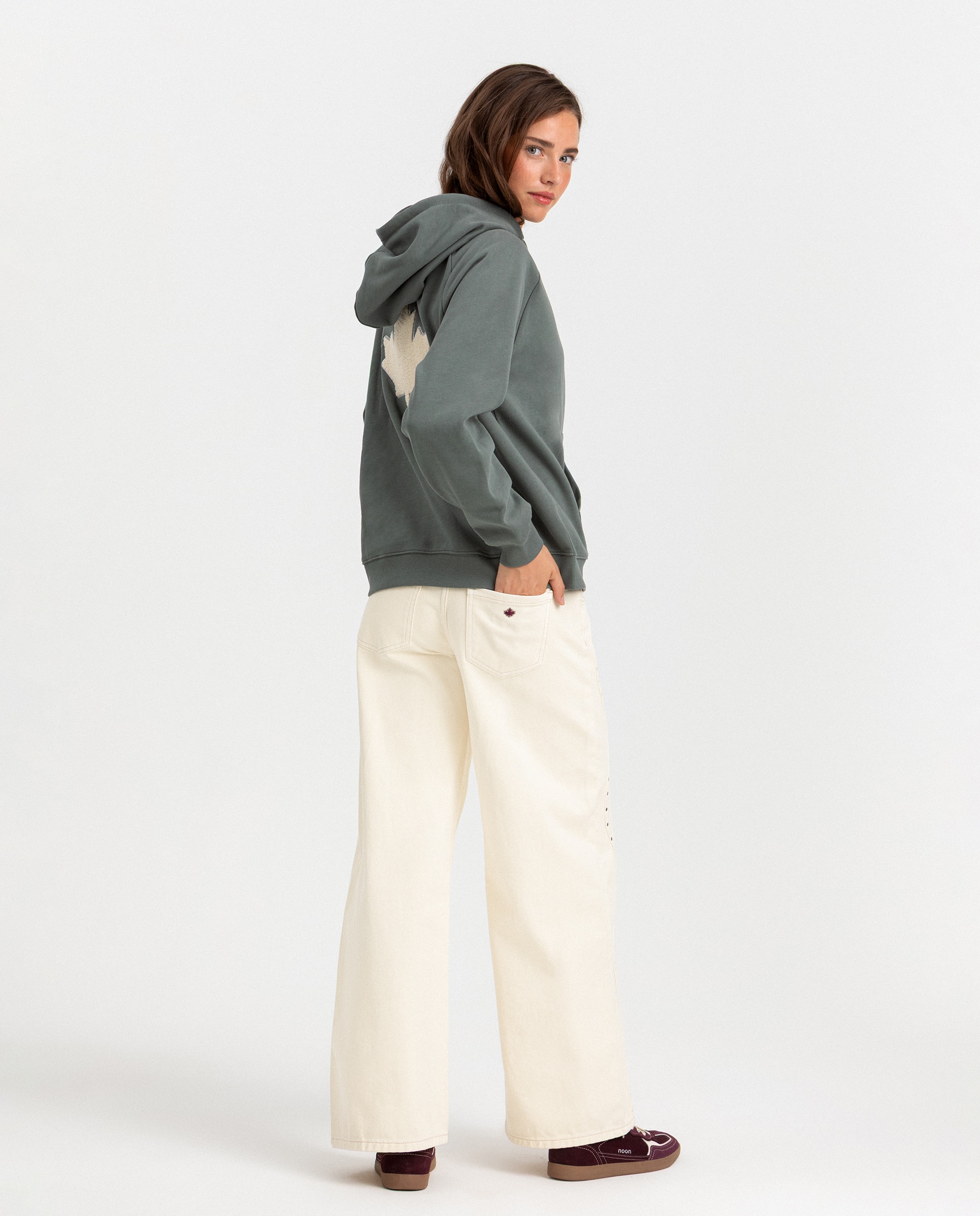 Sudadera de mujer con capucha y logo - Noon - Verde Verde-4