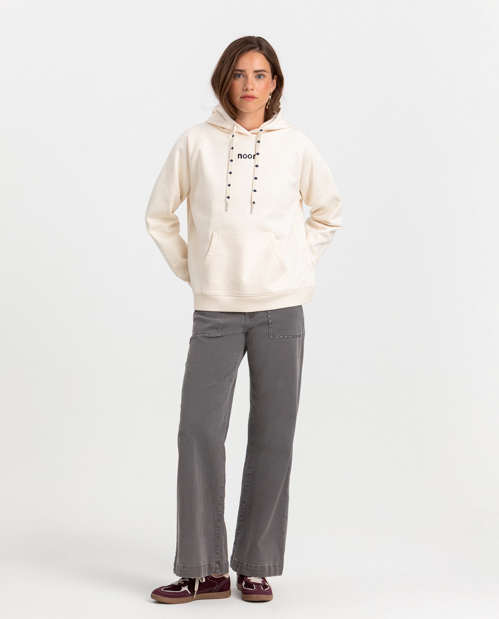 Sudadera de mujer con capucha y logo - Noon - Crudo Crudo-3