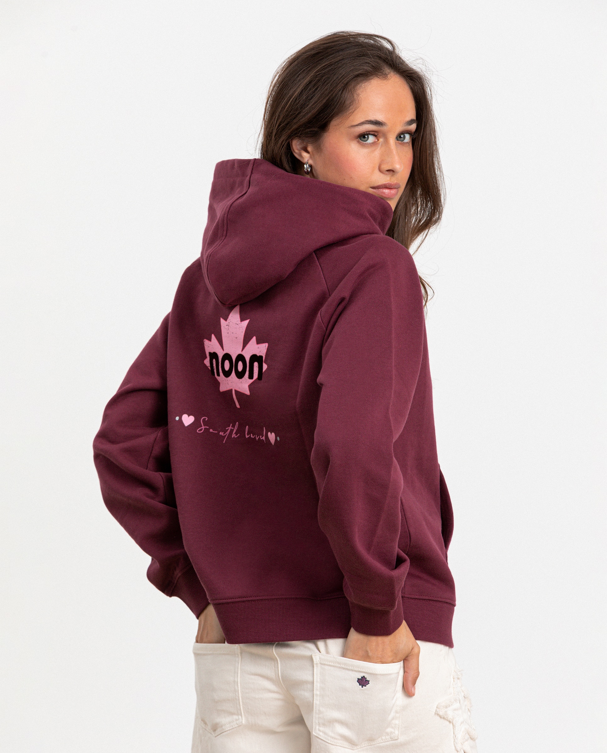 Sudadera de mujer capucha print - Noon - Rosa Rosa-2