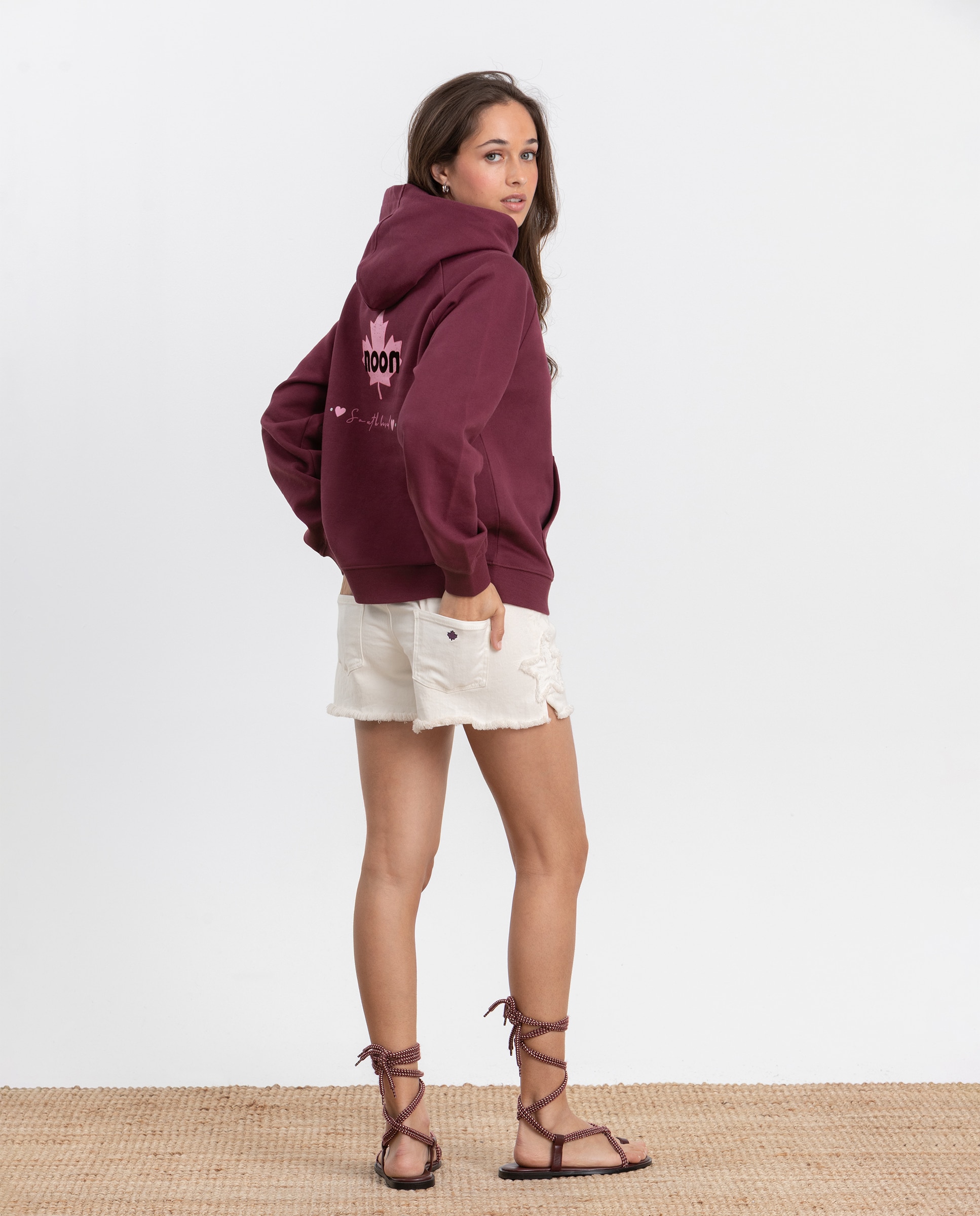 Sudadera de mujer capucha print - Noon - Rosa Rosa-4
