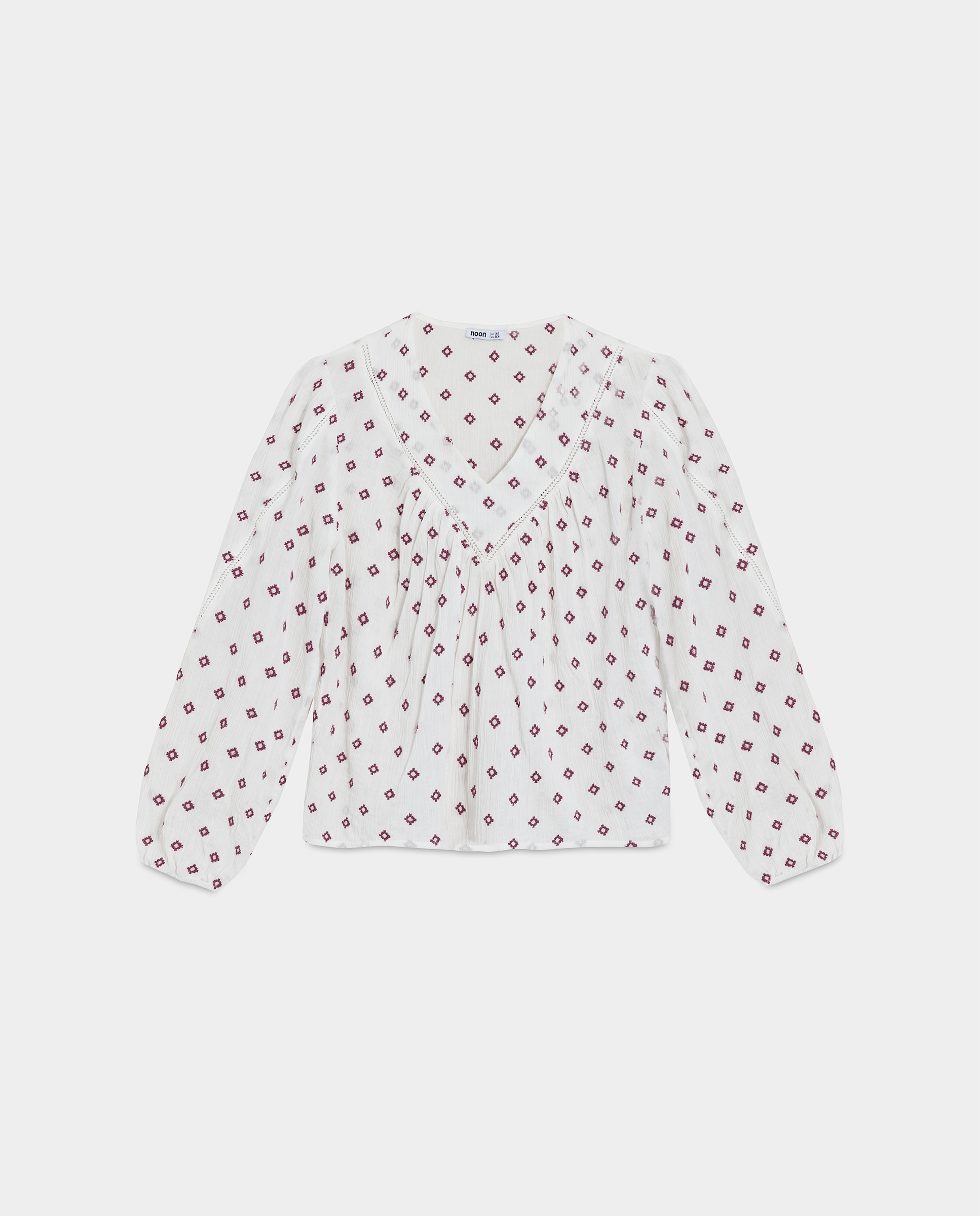 Blusa escote pico de mujer entredós - Noon - Blanco Blanco-5