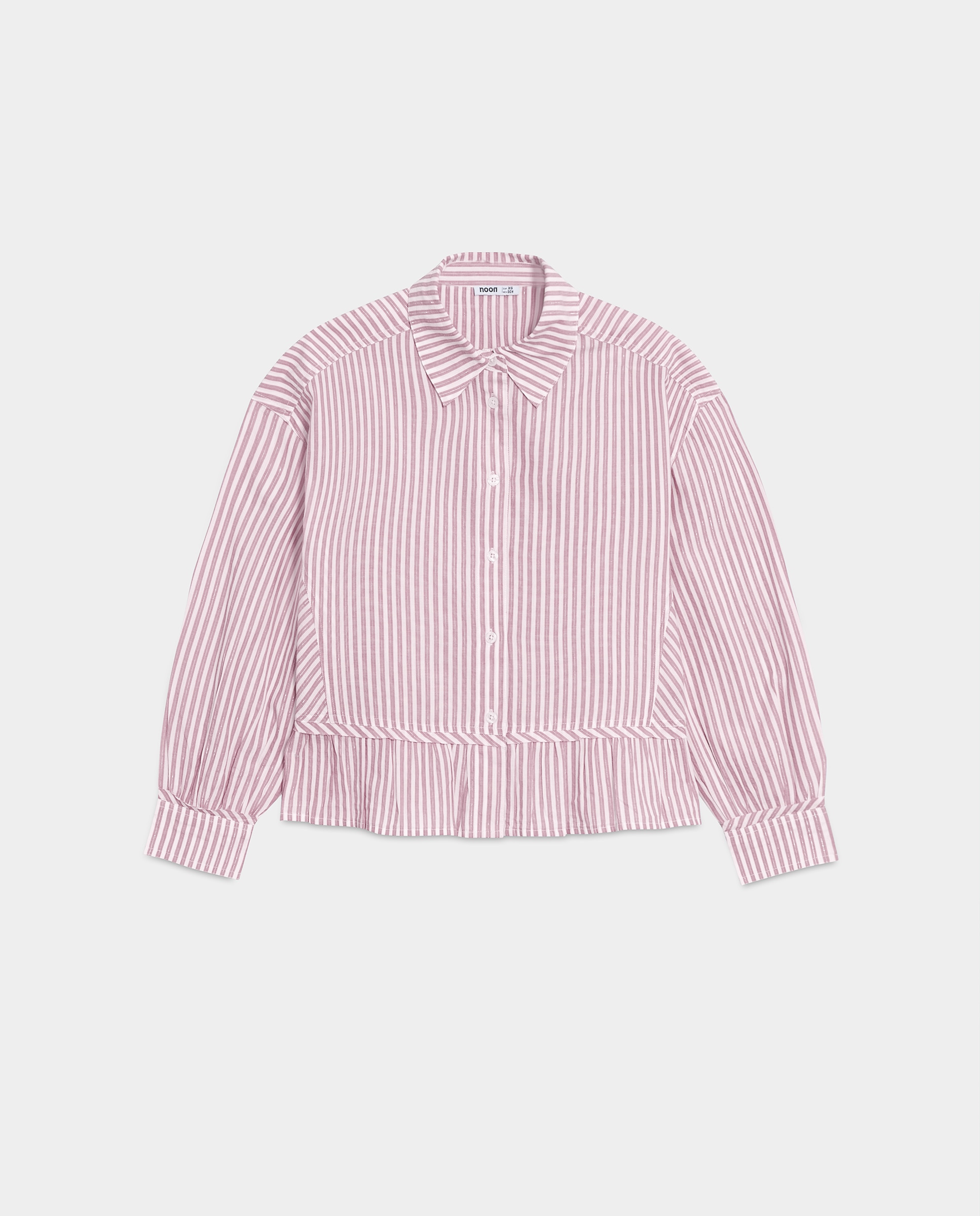 Imagen 5 de Camisa rayas de mujer con volantes - Noon - Rosa Rosa