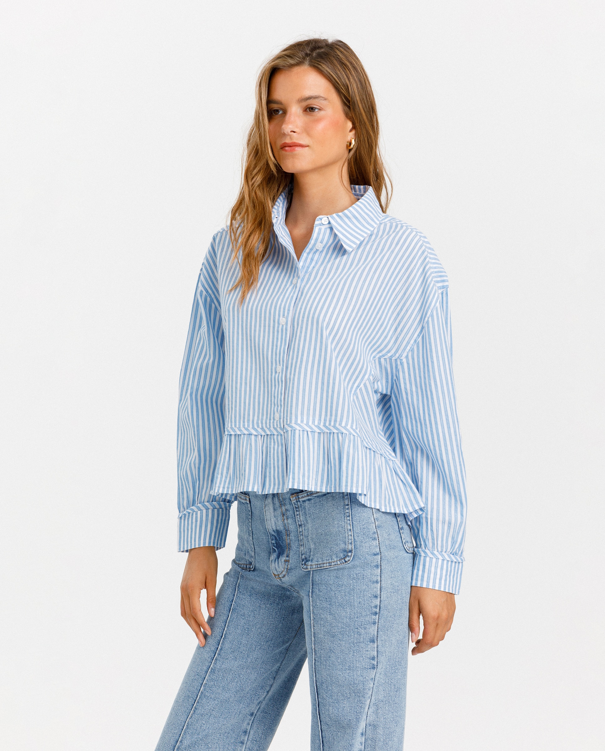 Imagen 0 de Camisa de mujer de rayas Azul