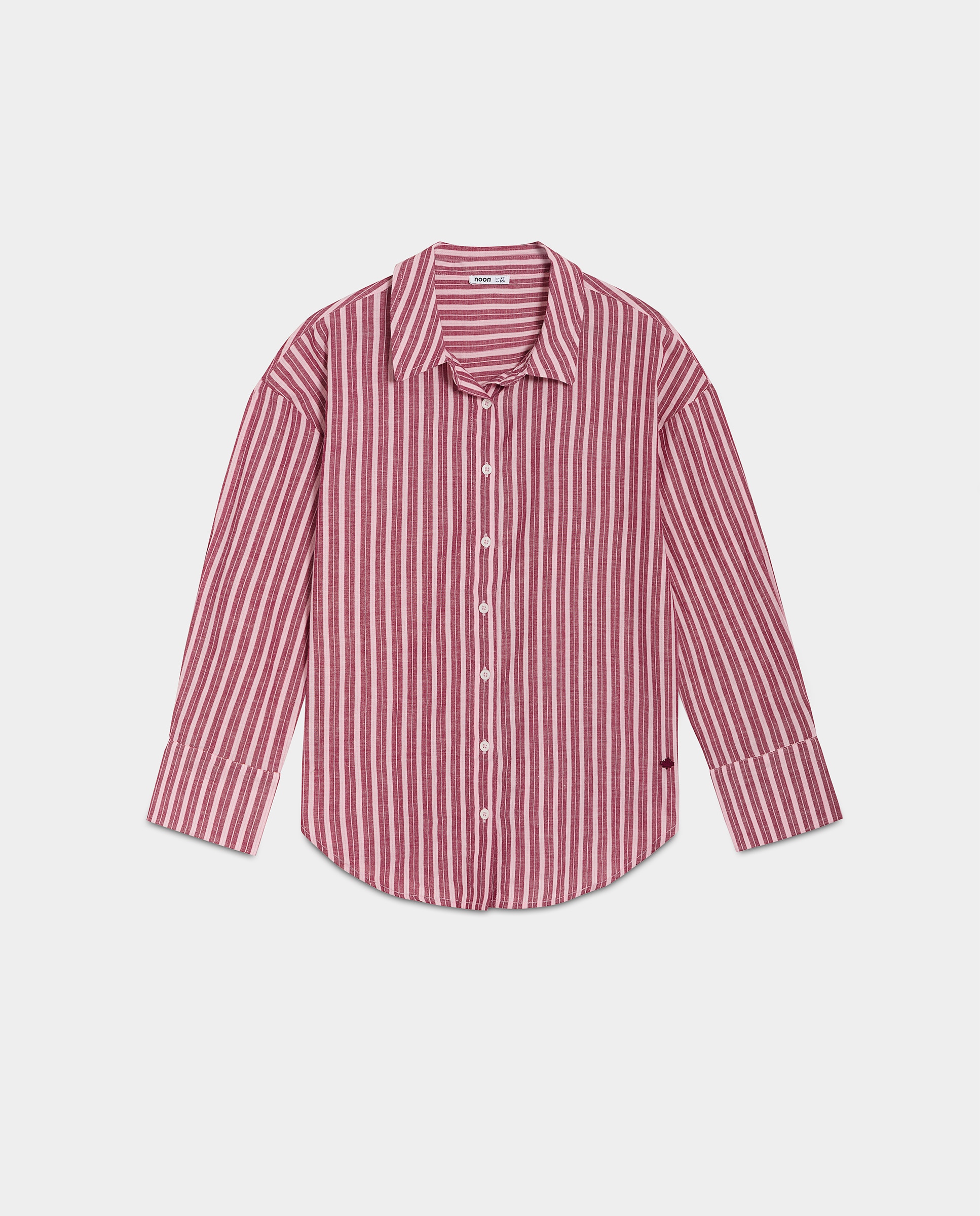 Camisa de mujer de algodón a rayas - Noon - Rosa Rosa-5