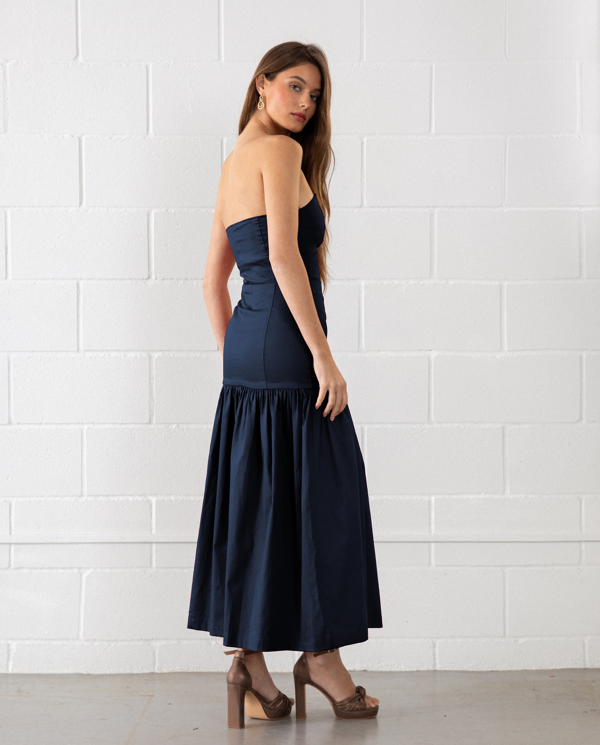 Vestido midi sin mangas - Noon - Azul oscuro Azul oscuro-2