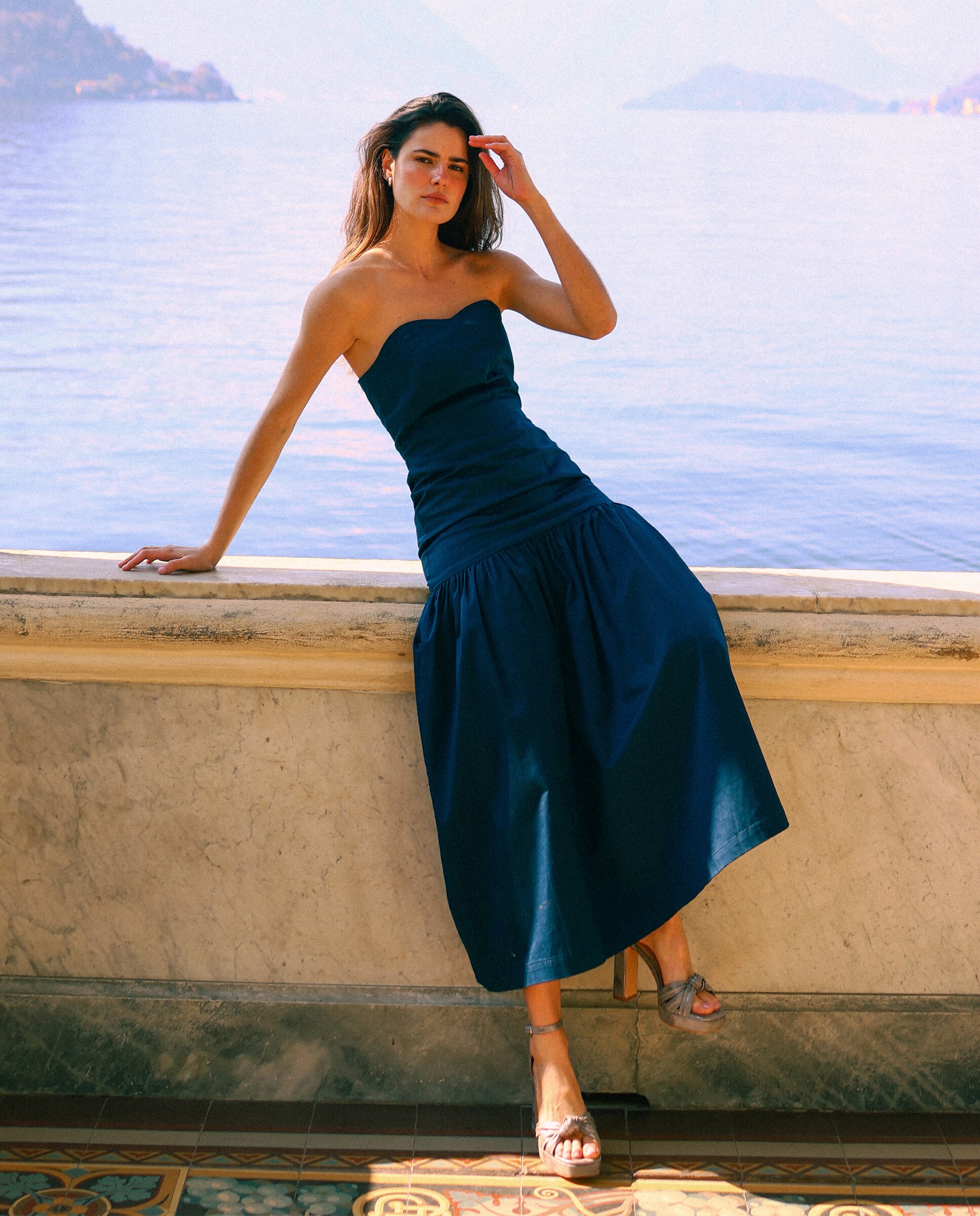Vestido midi sin mangas - Noon - Azul oscuro Azul oscuro-4