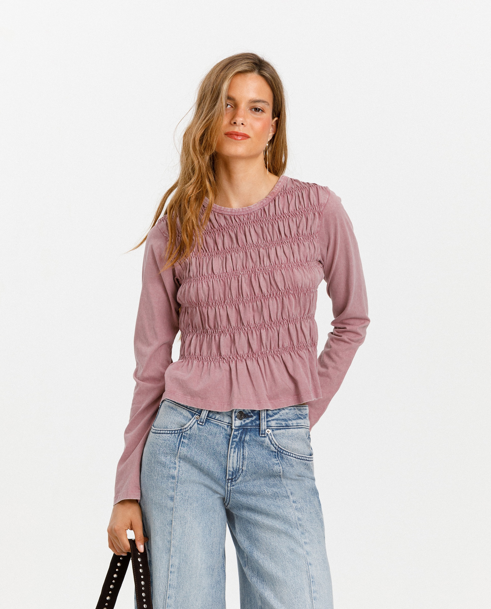Camiseta nido de abeja de mujer - Noon - Rosa Rosa-1