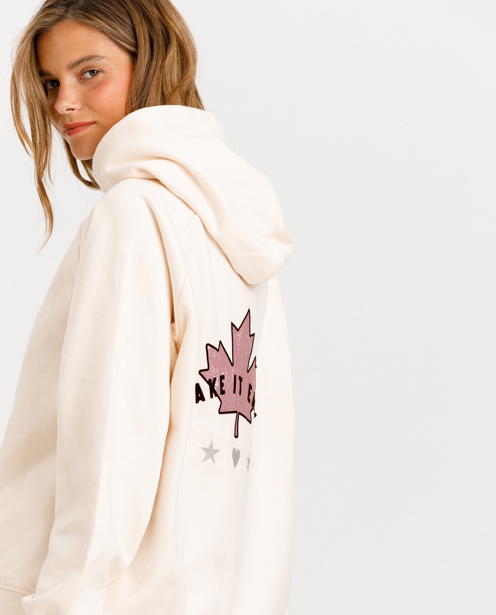 Sudadera de mujer con capucha y logo - Noon - Crudo Crudo-3