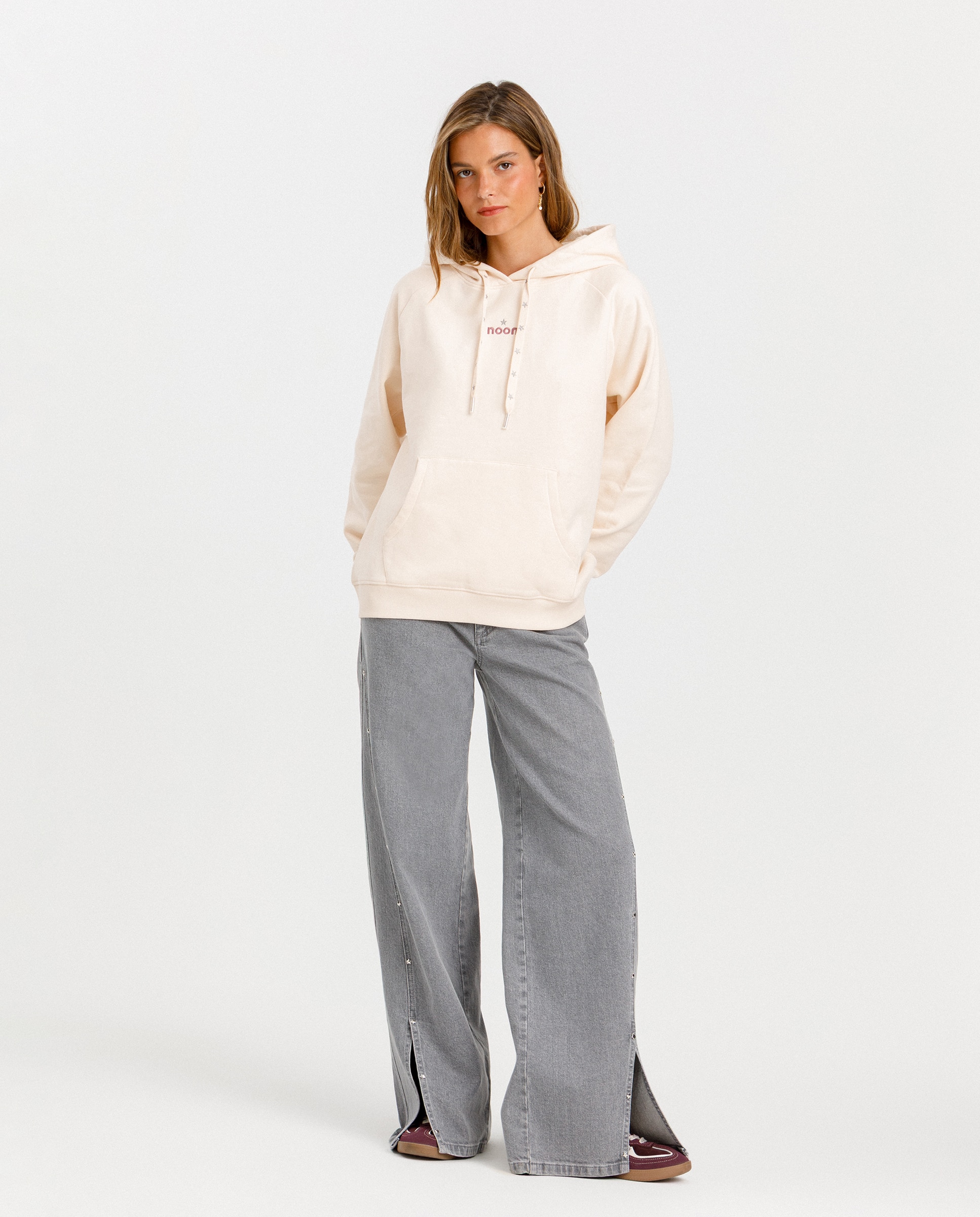 Sudadera de mujer con capucha y logo - Noon - Crudo Crudo-4