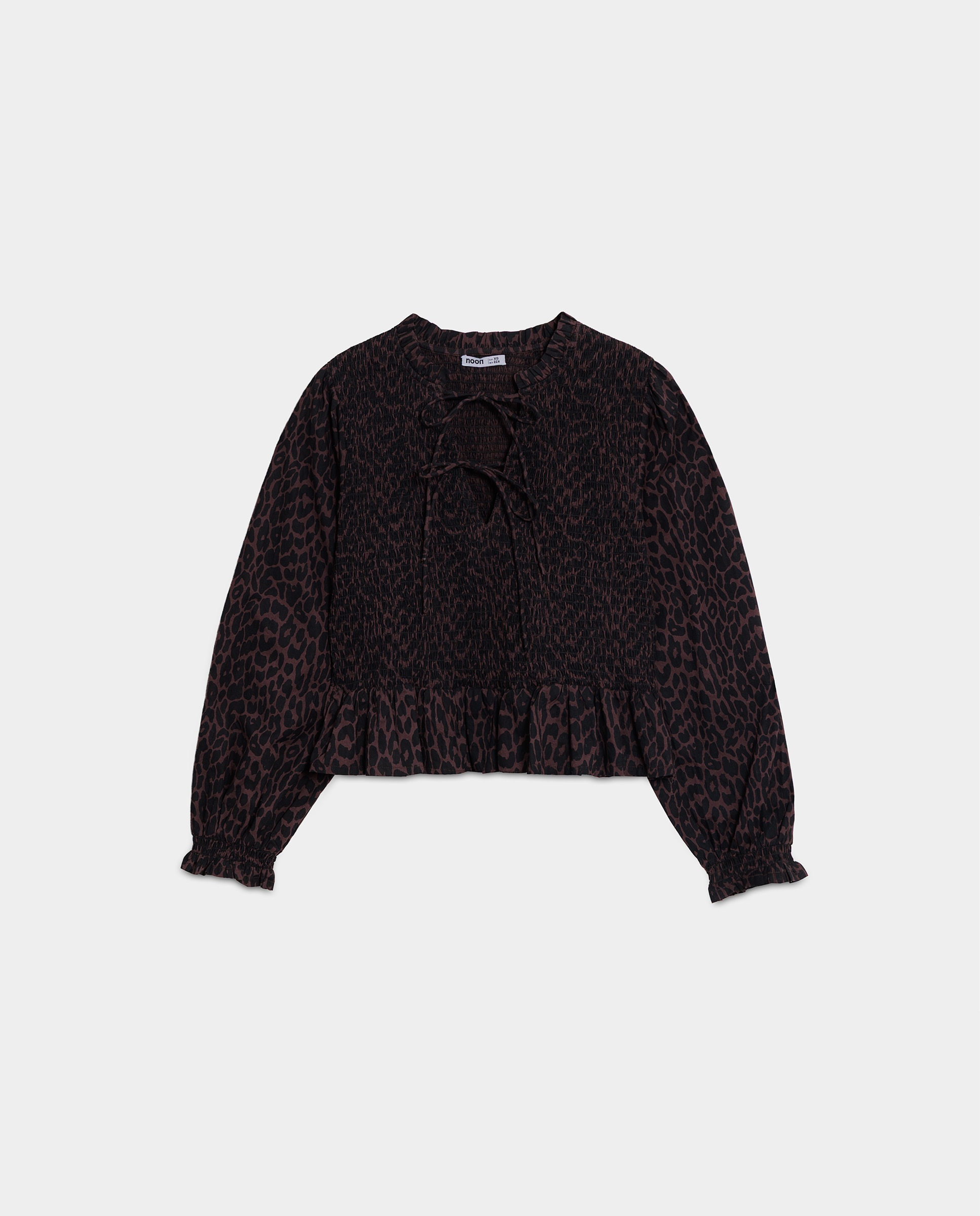 Top fruncido de mujer animal print - Noon - Marrón Marrón-5