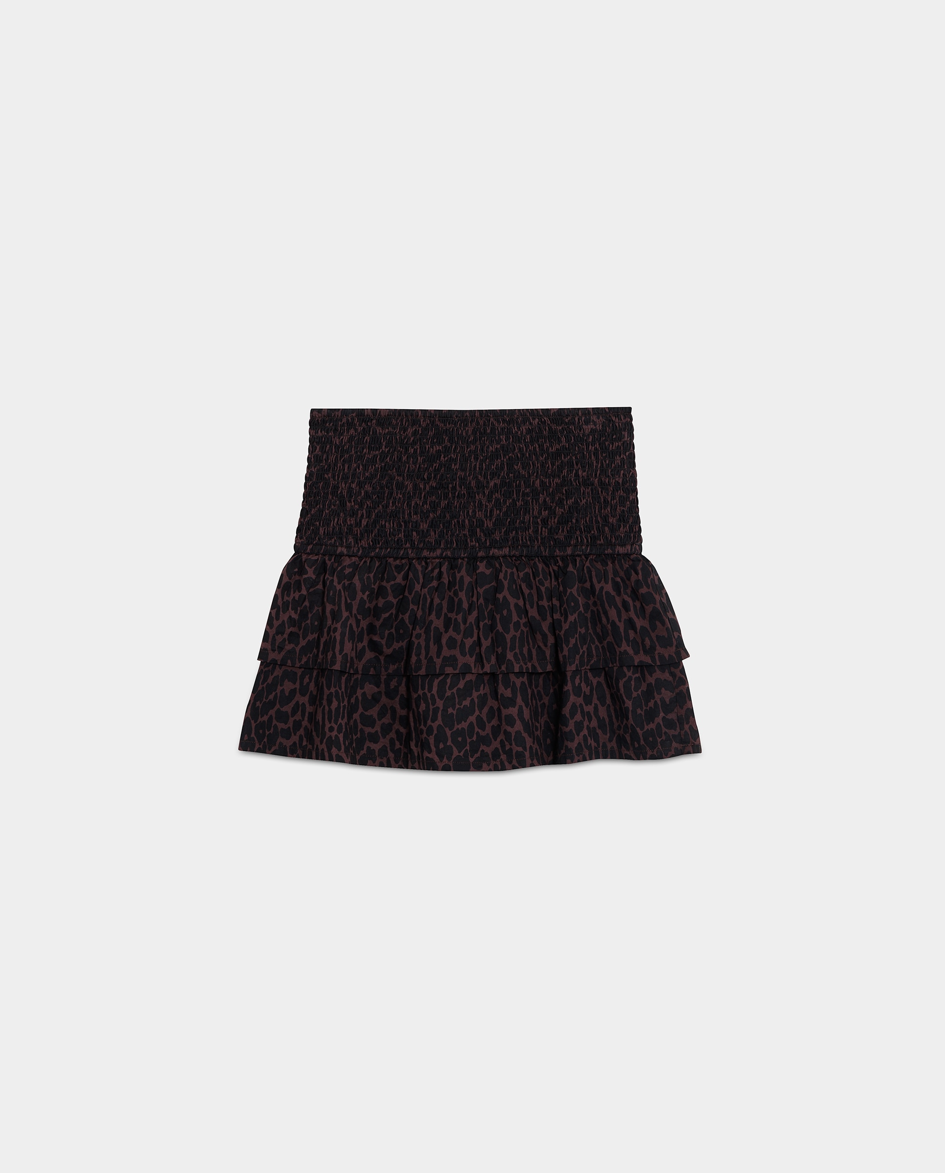 Falda corta animal print - Noon - Marrón Marrón-5