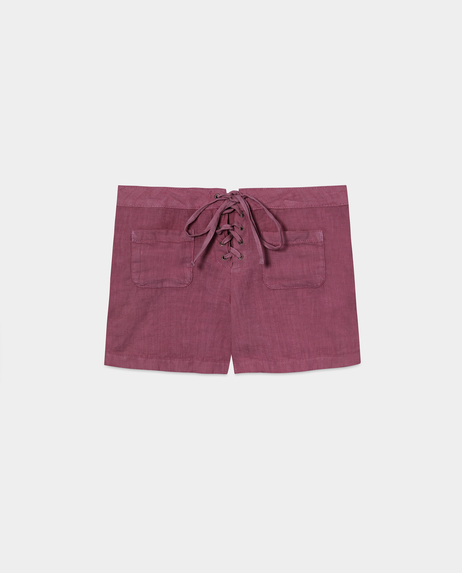 Short lino de mujer con cordón - Noon - Rosa Rosa-5