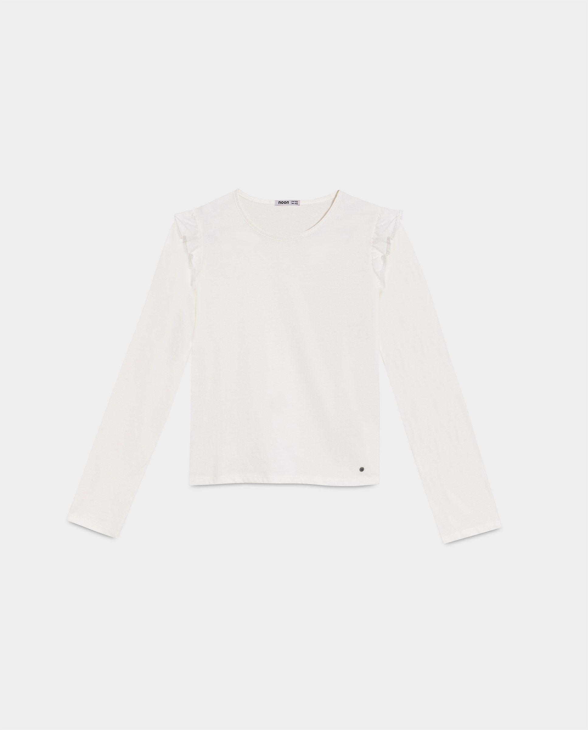 Camiseta manga larga mujer volantes hombro - Noon - Crudo Crudo-5