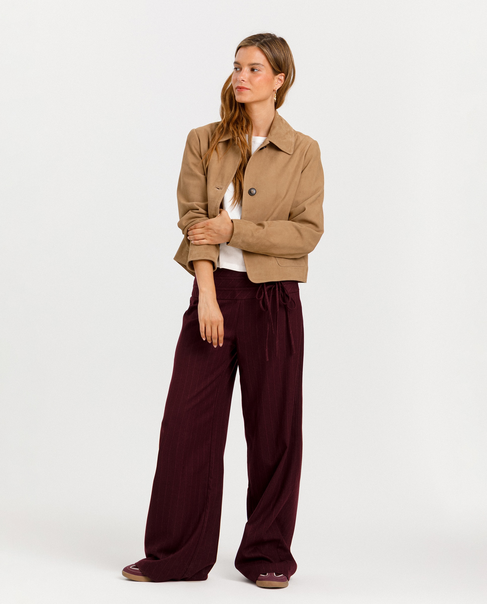 Imagen 1 de Chaqueta corta de mujer de ante con bolsillos - Noon - Beige Beige