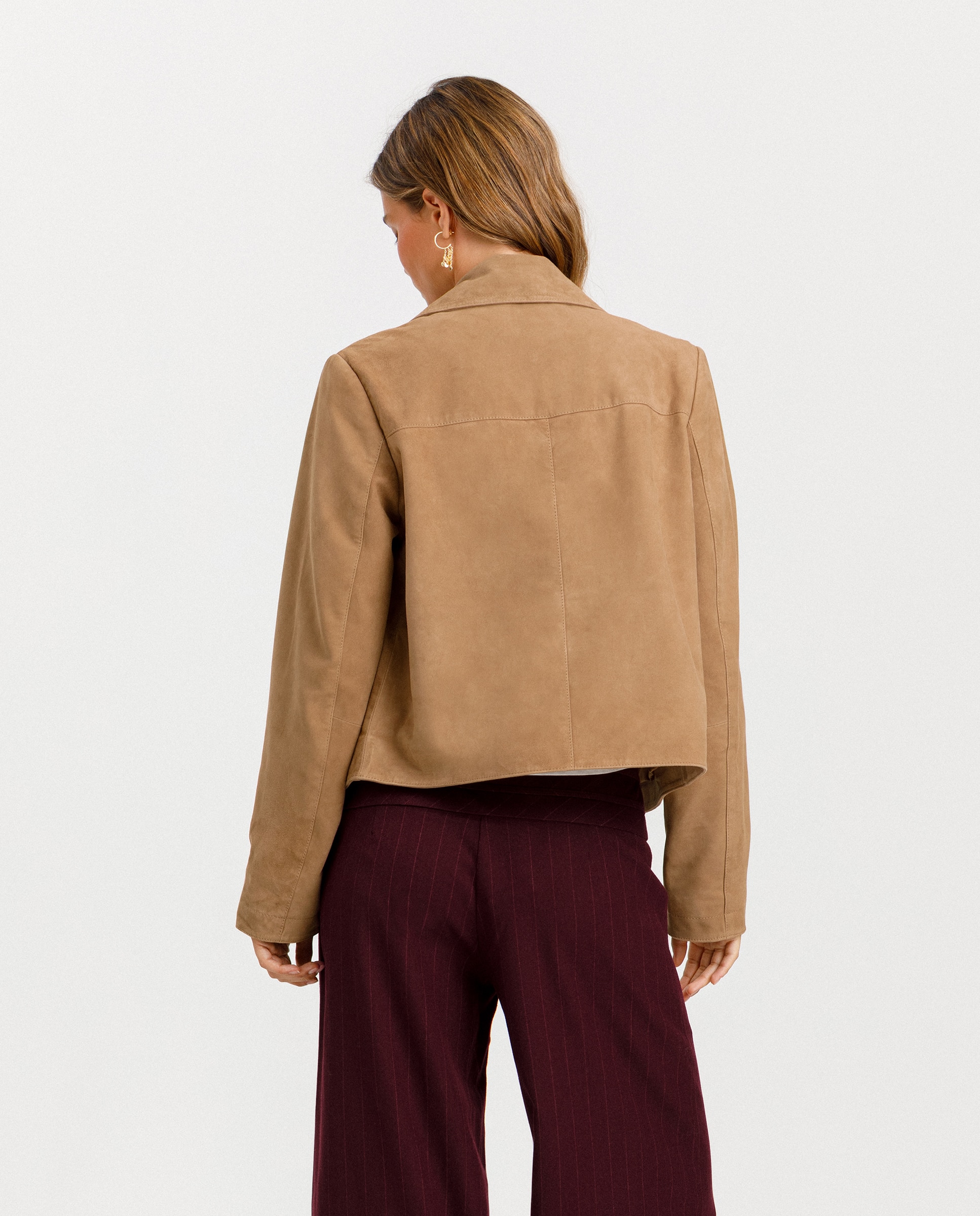 Imagen 2 de Chaqueta corta de mujer de ante con bolsillos - Noon - Beige Beige