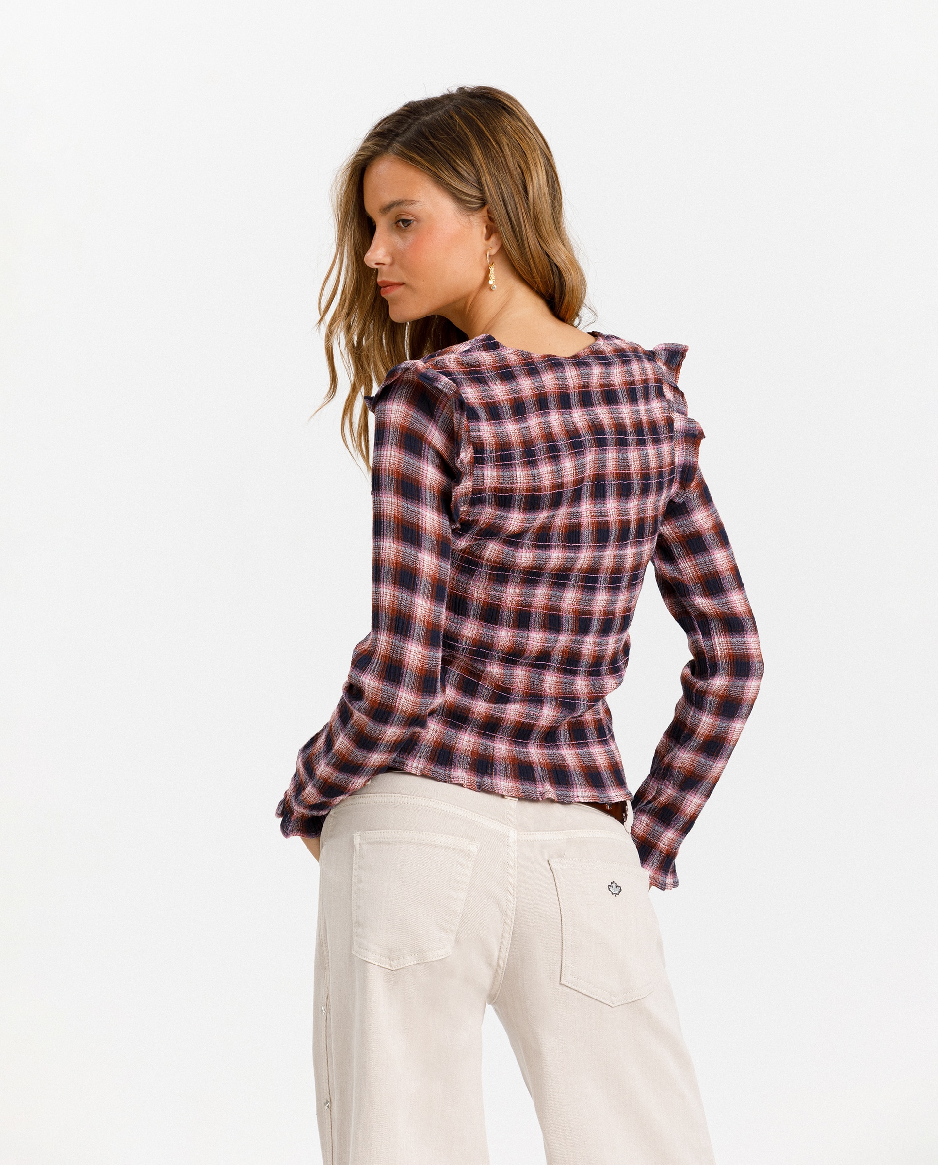 Imagen 2 de Top de mujer ajustado con cuadros - Noon - Azul Azul