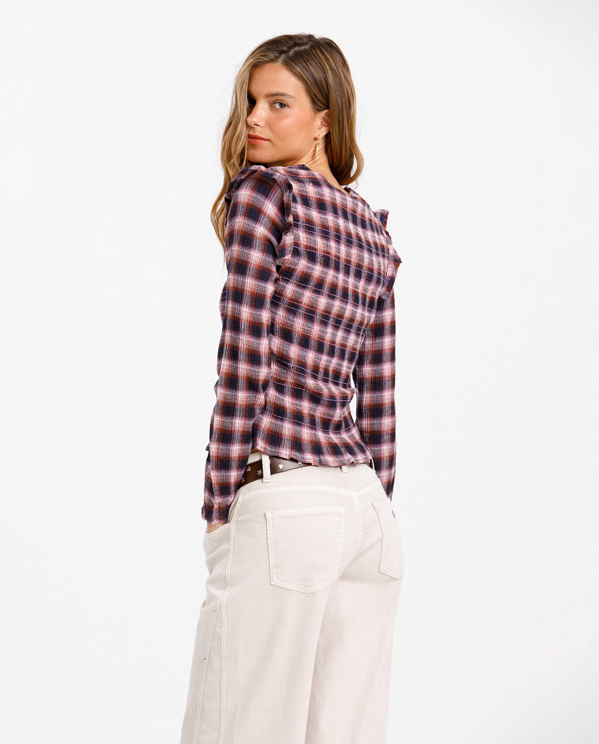 Imagen 3 de Top de mujer ajustado con cuadros - Noon - Azul Azul
