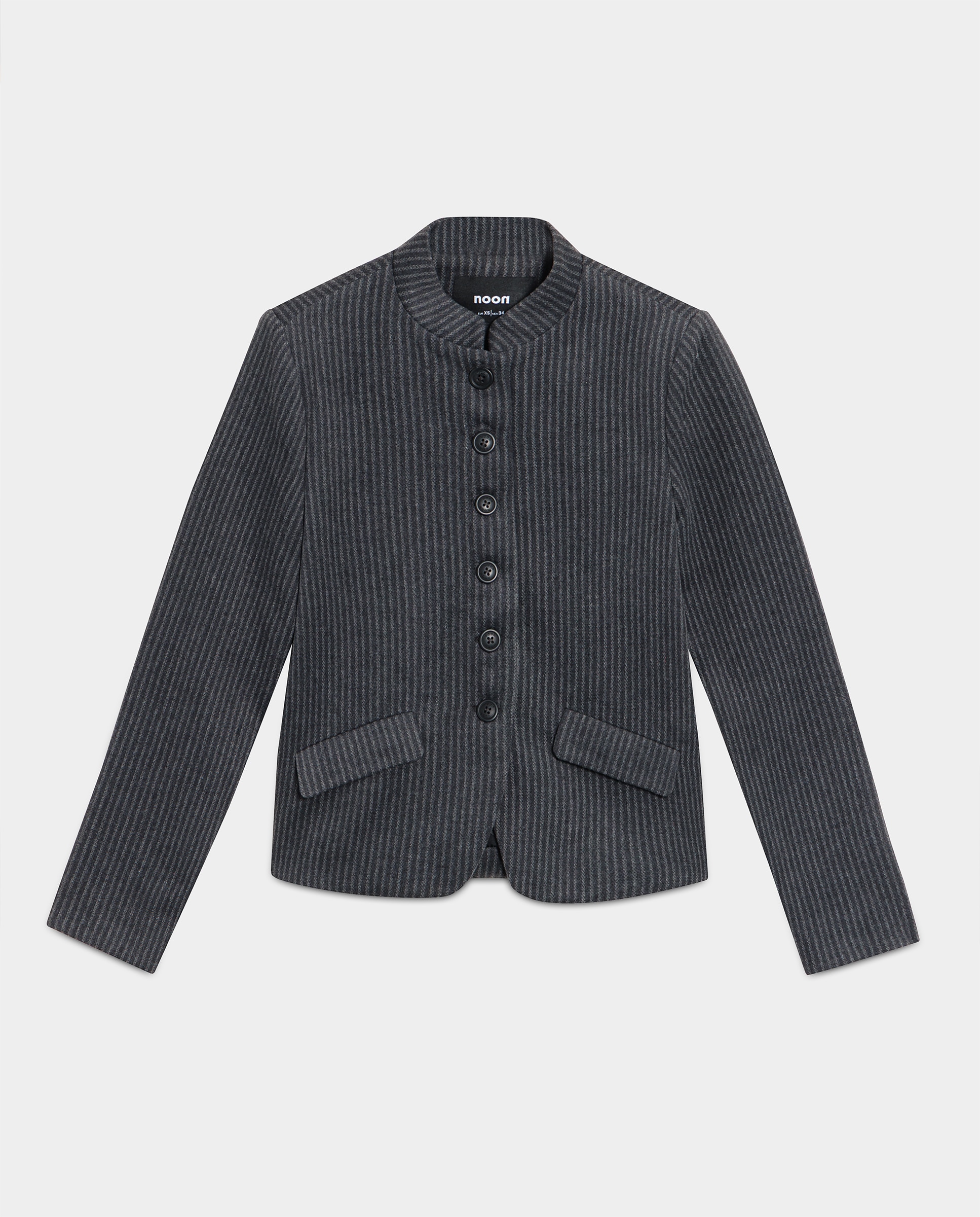 Chaqueta austriaca de mujer a rayas - Noon - Gris Gris-5