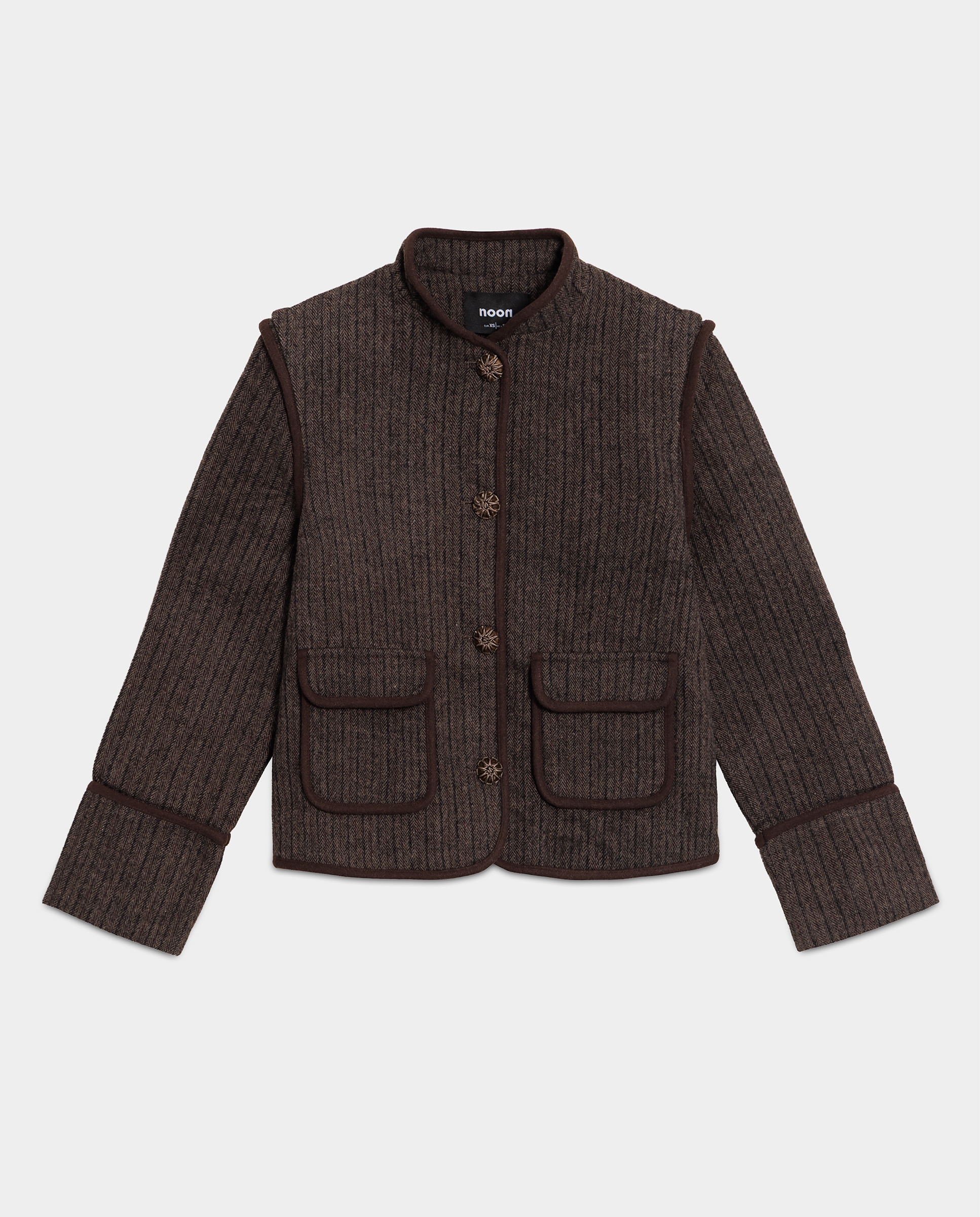 Chaqueta austriaca de mujer a rayas - Noon - Marrón Marrón-5