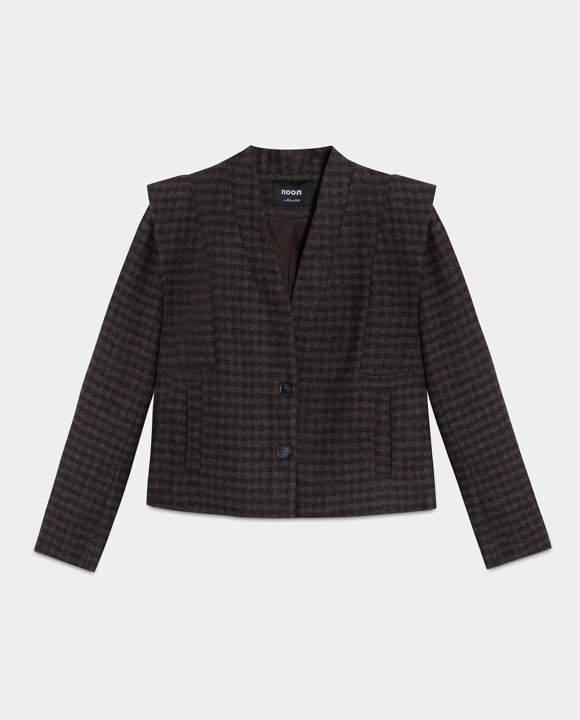 Chaqueta de mujer con hombreras - Noon - Marrón Marrón-5
