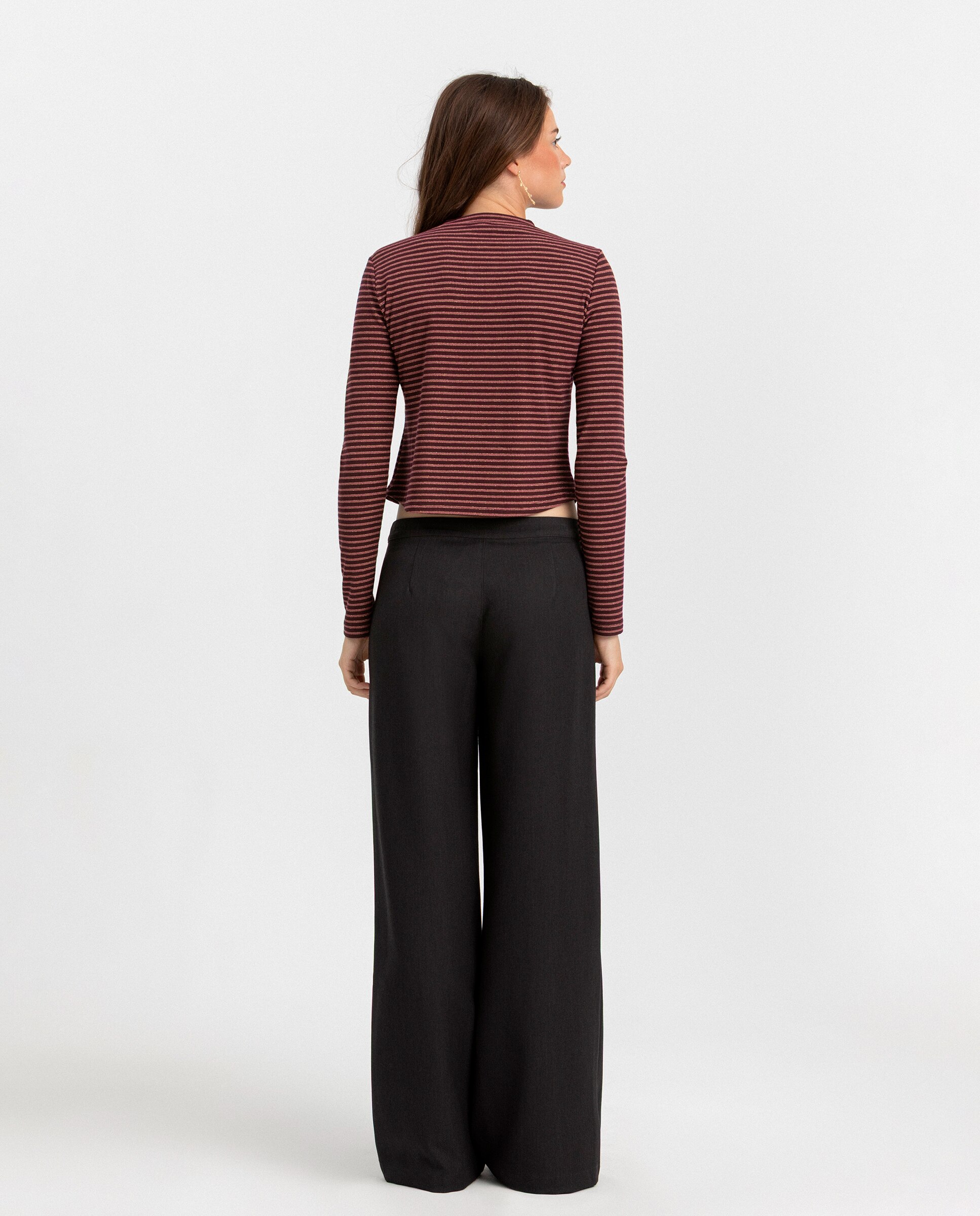 Pantalon ancho de tiro bajo de mujer - Noon - Antracita / Gris Antracita / Gris-2