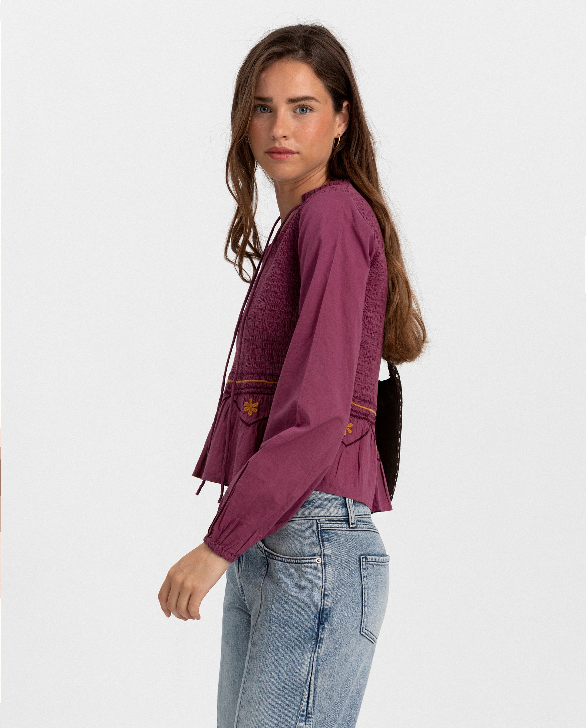 Top bordado de mujer - Noon - Rosa Rosa-3