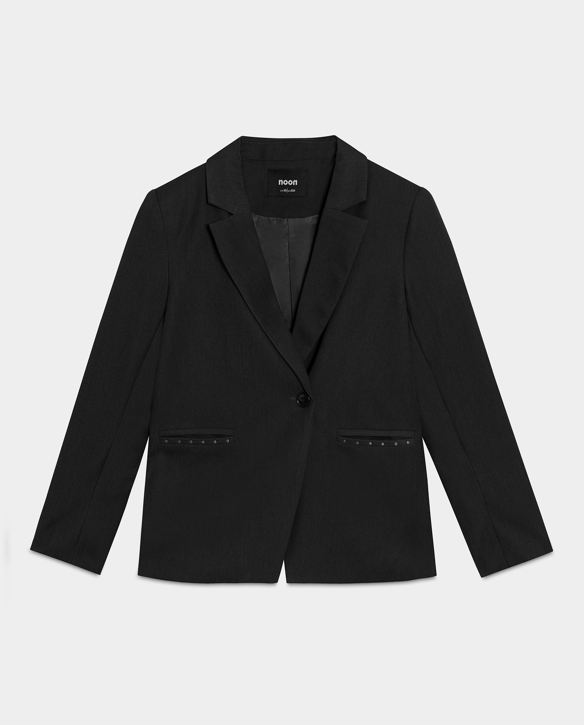 Blazer de mujer con detalle tachuelas en el bolsillo - Noon - Antracita / Gris Antracita / Gris-5