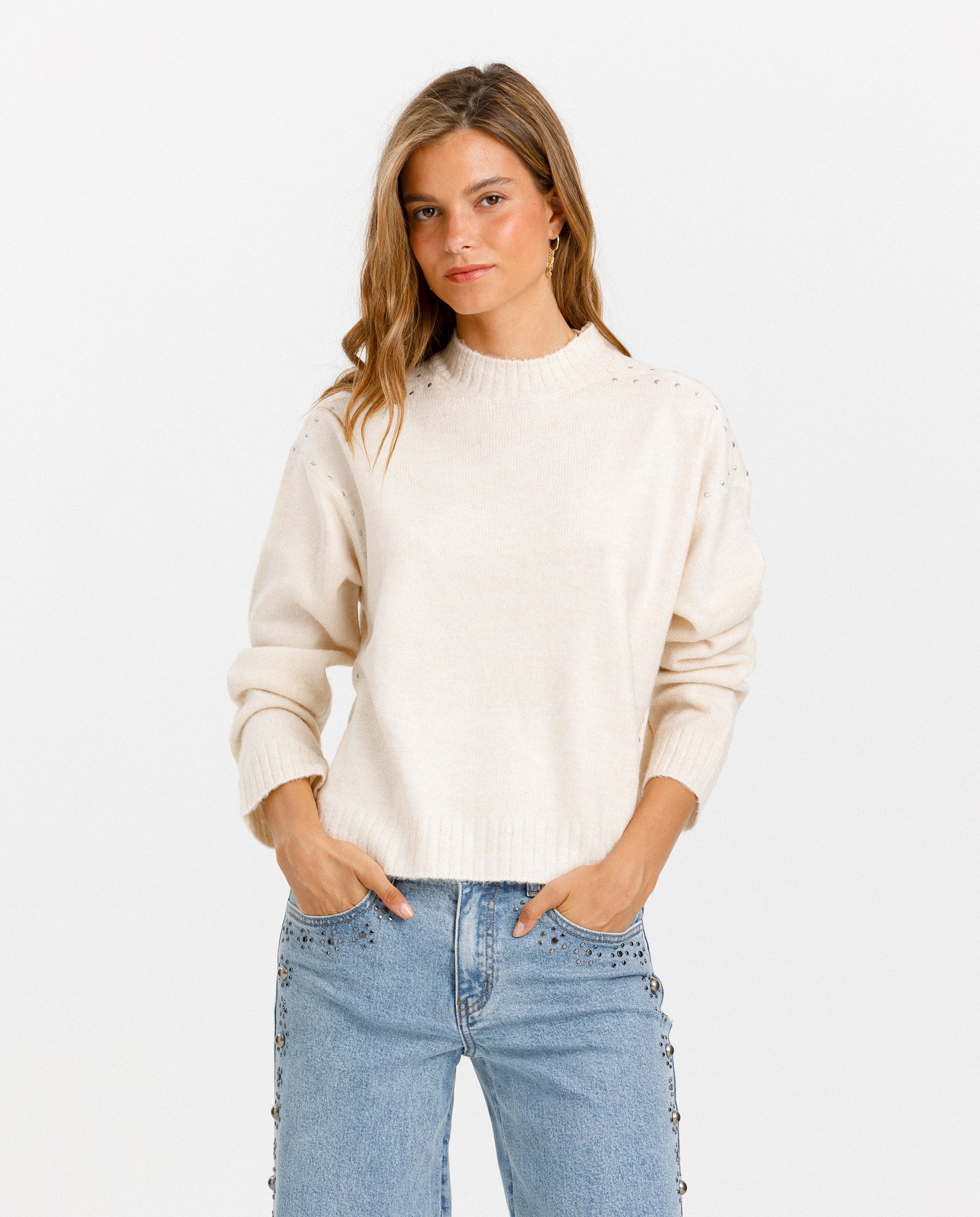 Jersey de mujer cuello caja - Noon - Crudo Crudo-1