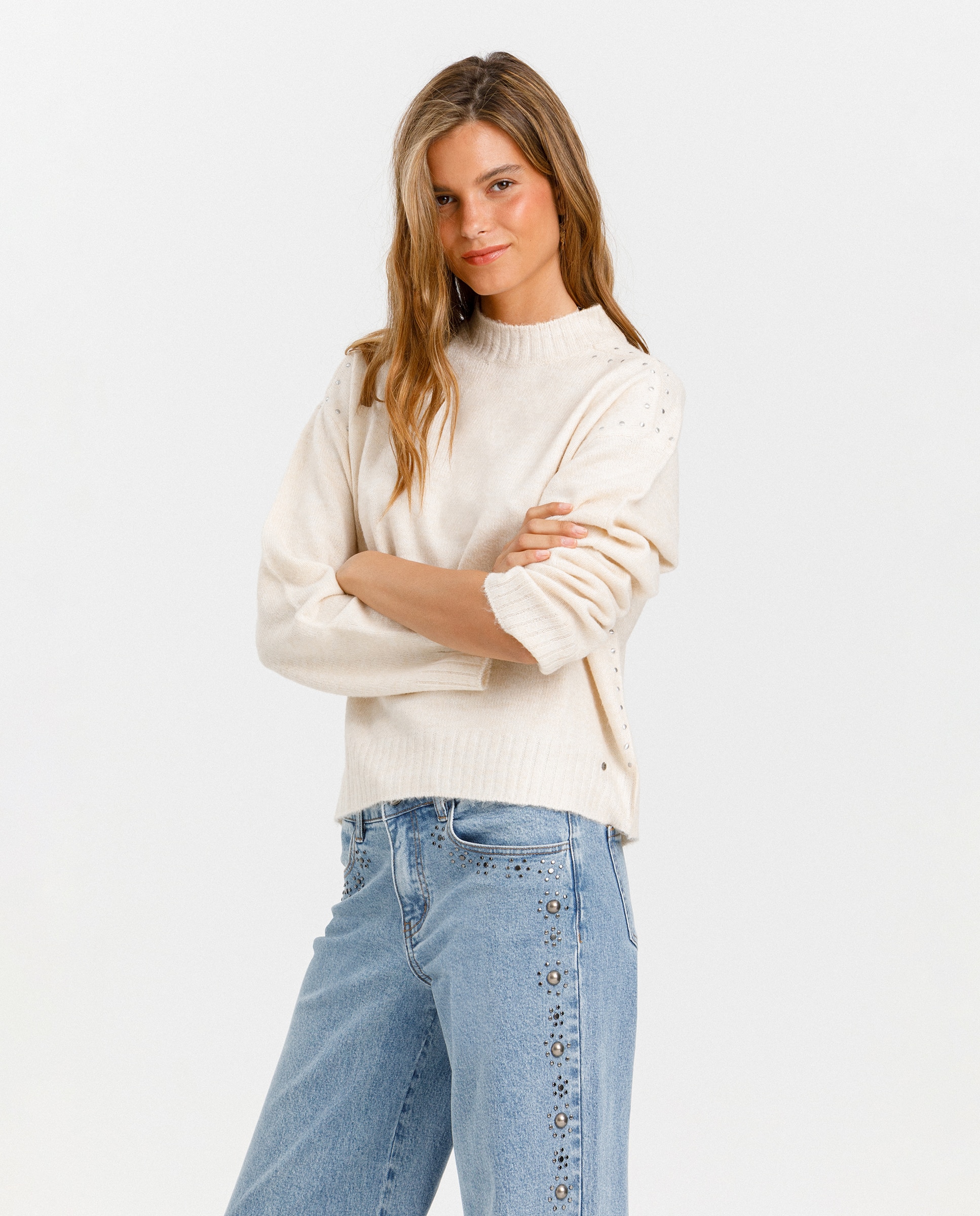Jersey de mujer cuello caja - Noon - Crudo Crudo-3
