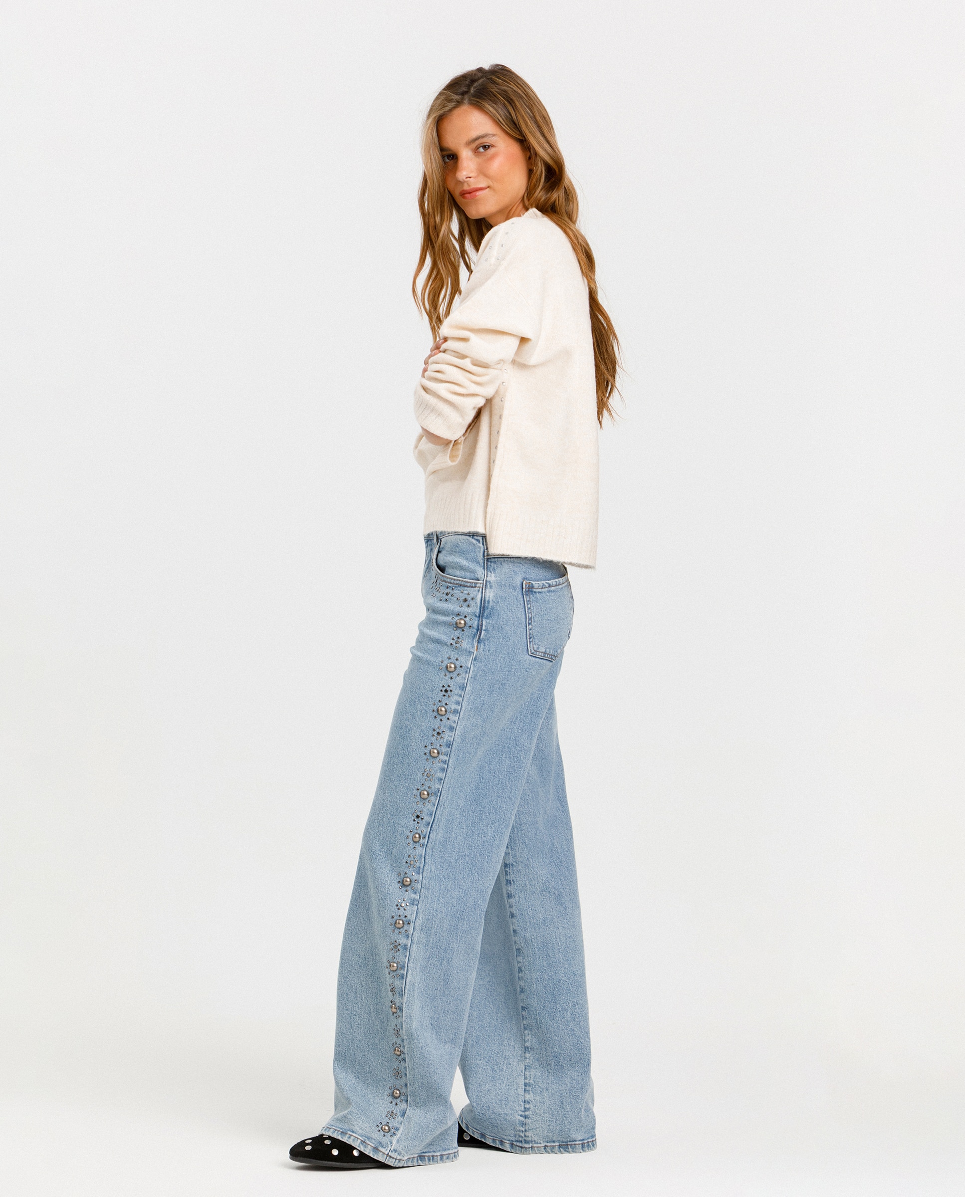 Jersey de mujer cuello caja - Noon - Crudo Crudo-4