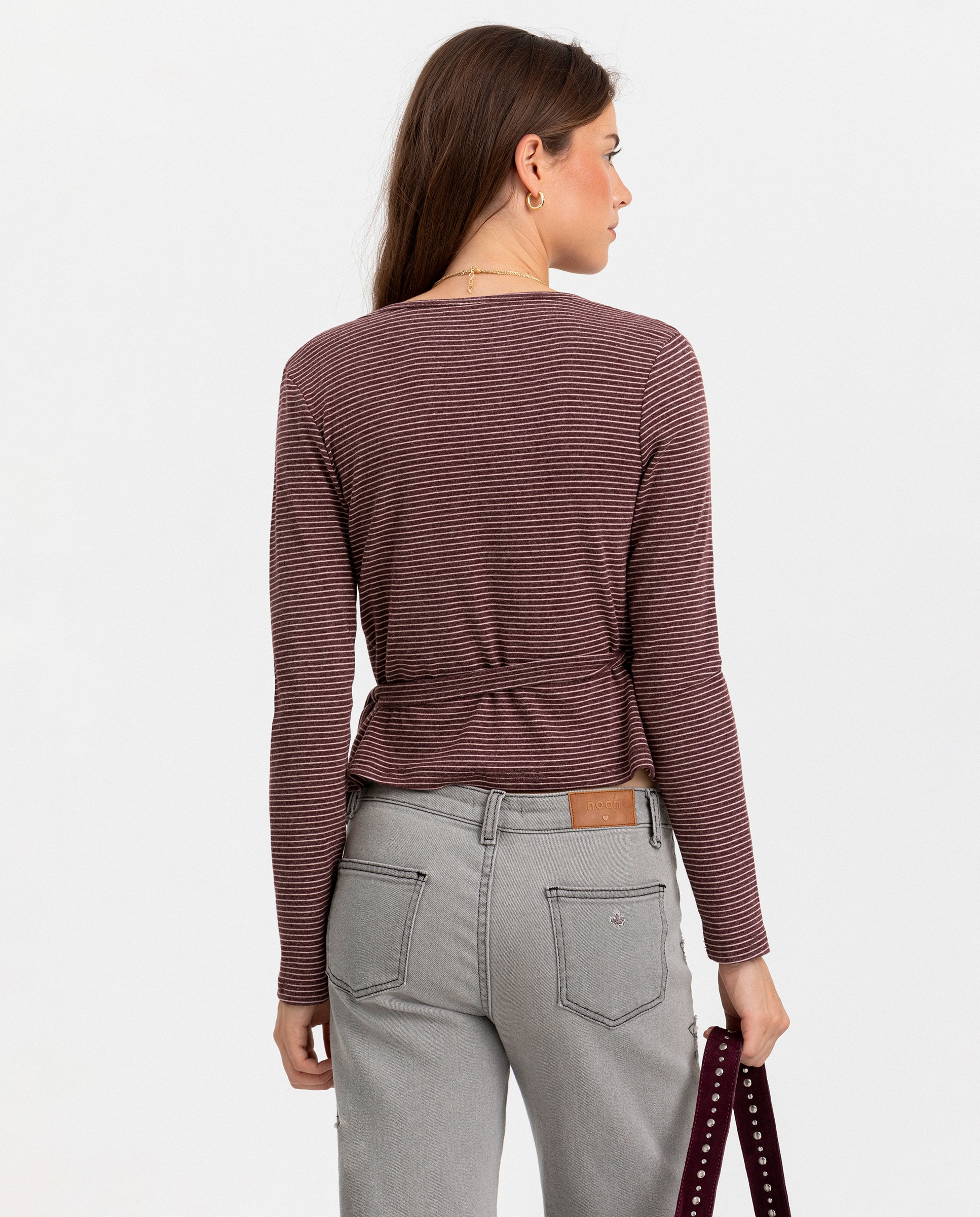 Top cruzado de mujer con lazada - Noon - Burdeos Burdeos-2