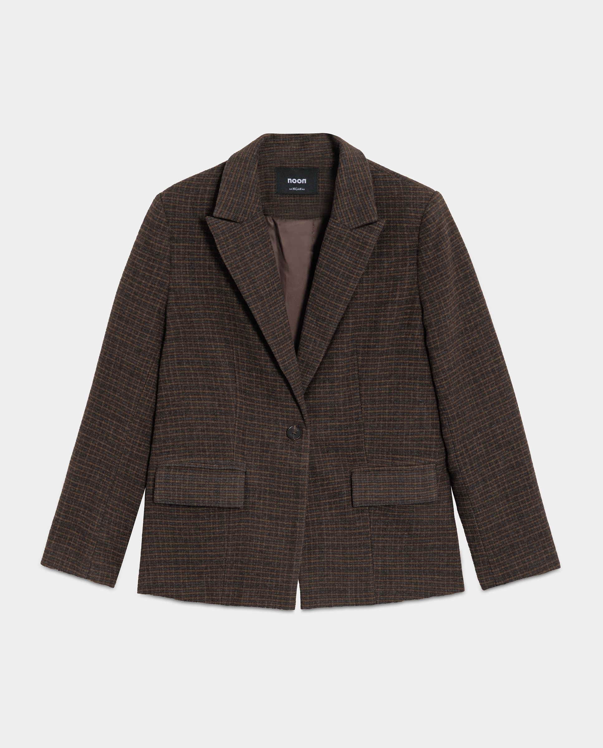 Blazer de mujer a cuadros cuellos solapa - Noon - Marrón Marrón-5