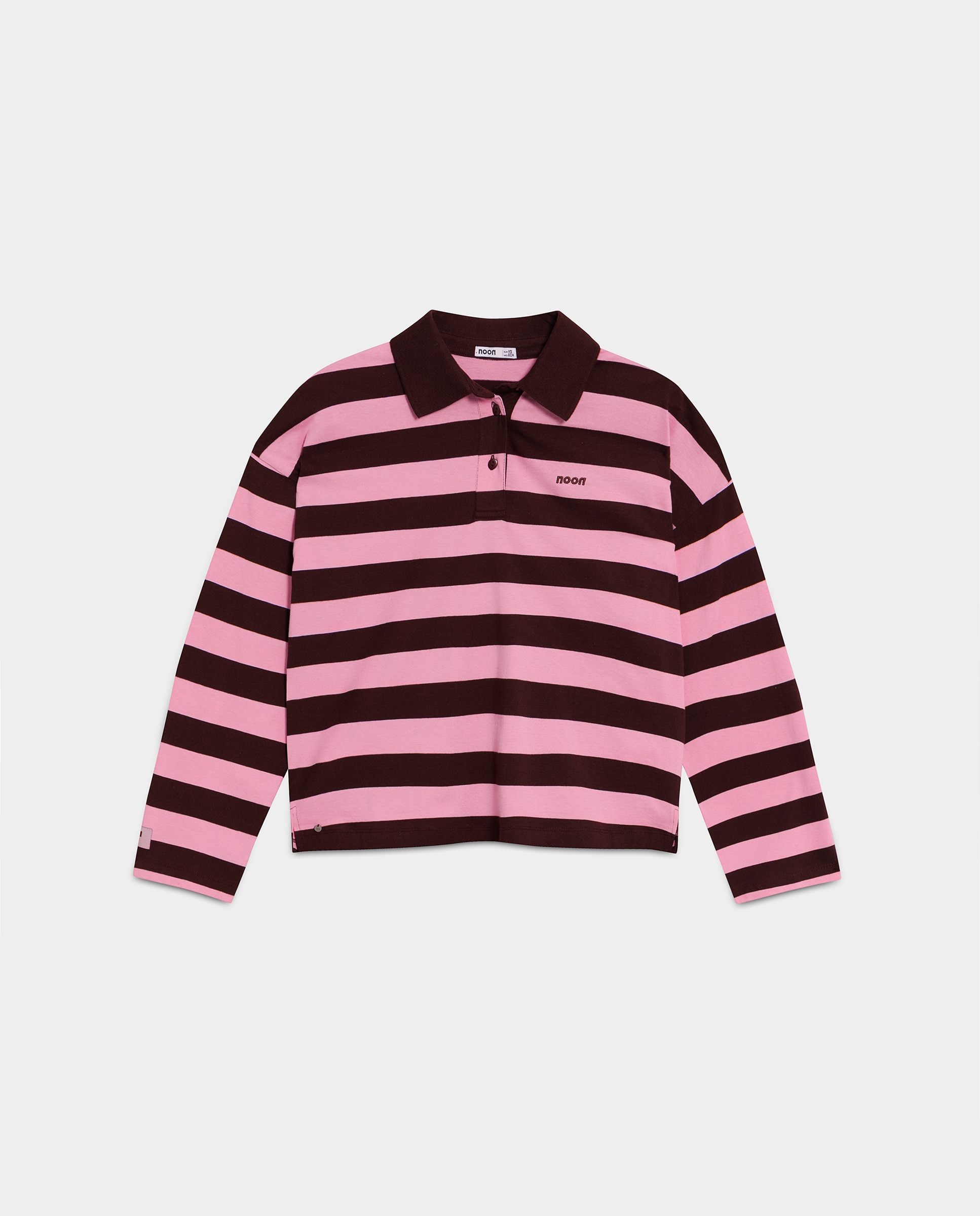 Camiseta rayas de mujer cuello polo - Noon - Rosa Rosa-5