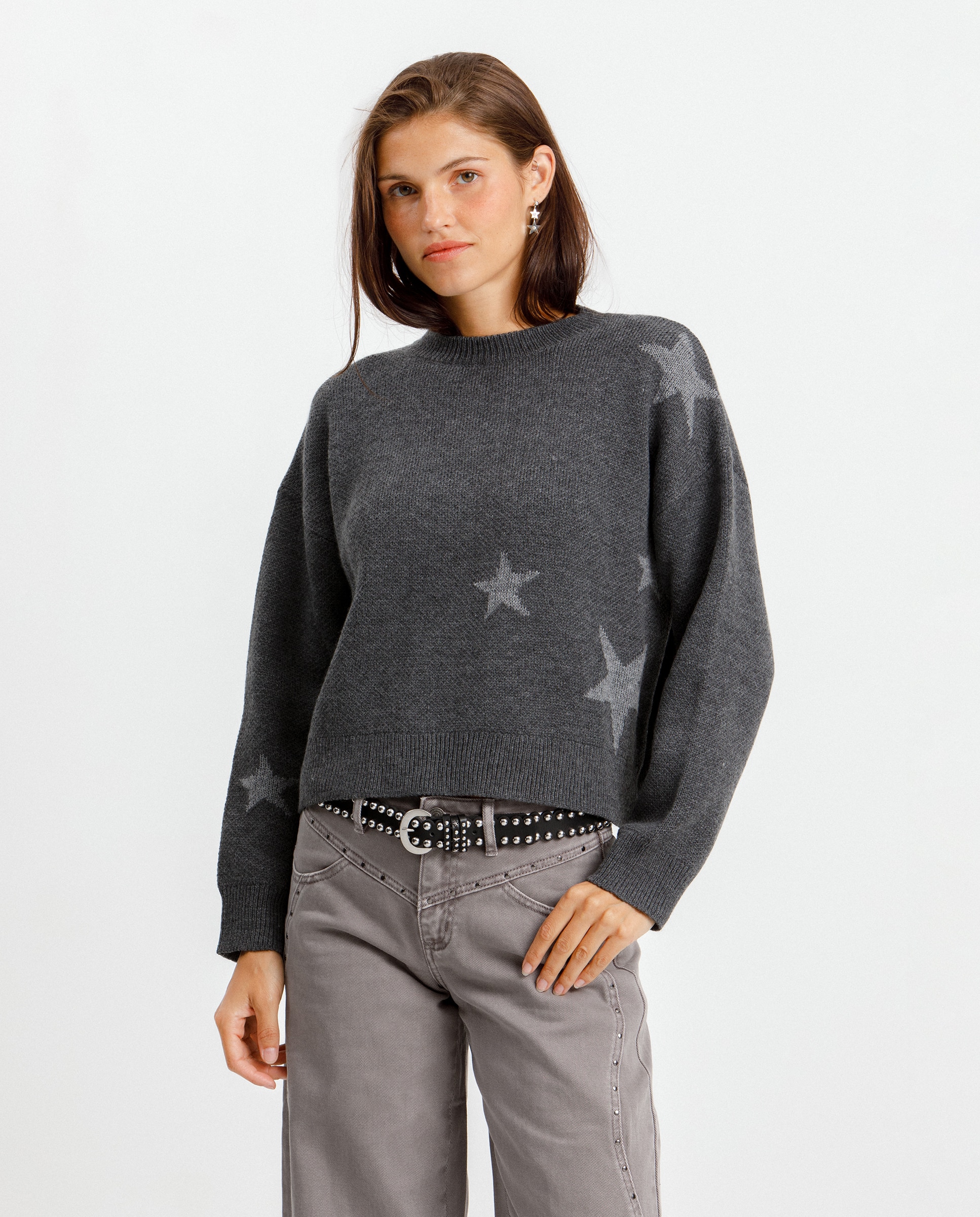 Imagen 1 de Jersey de mujer estampado estrellas Gris