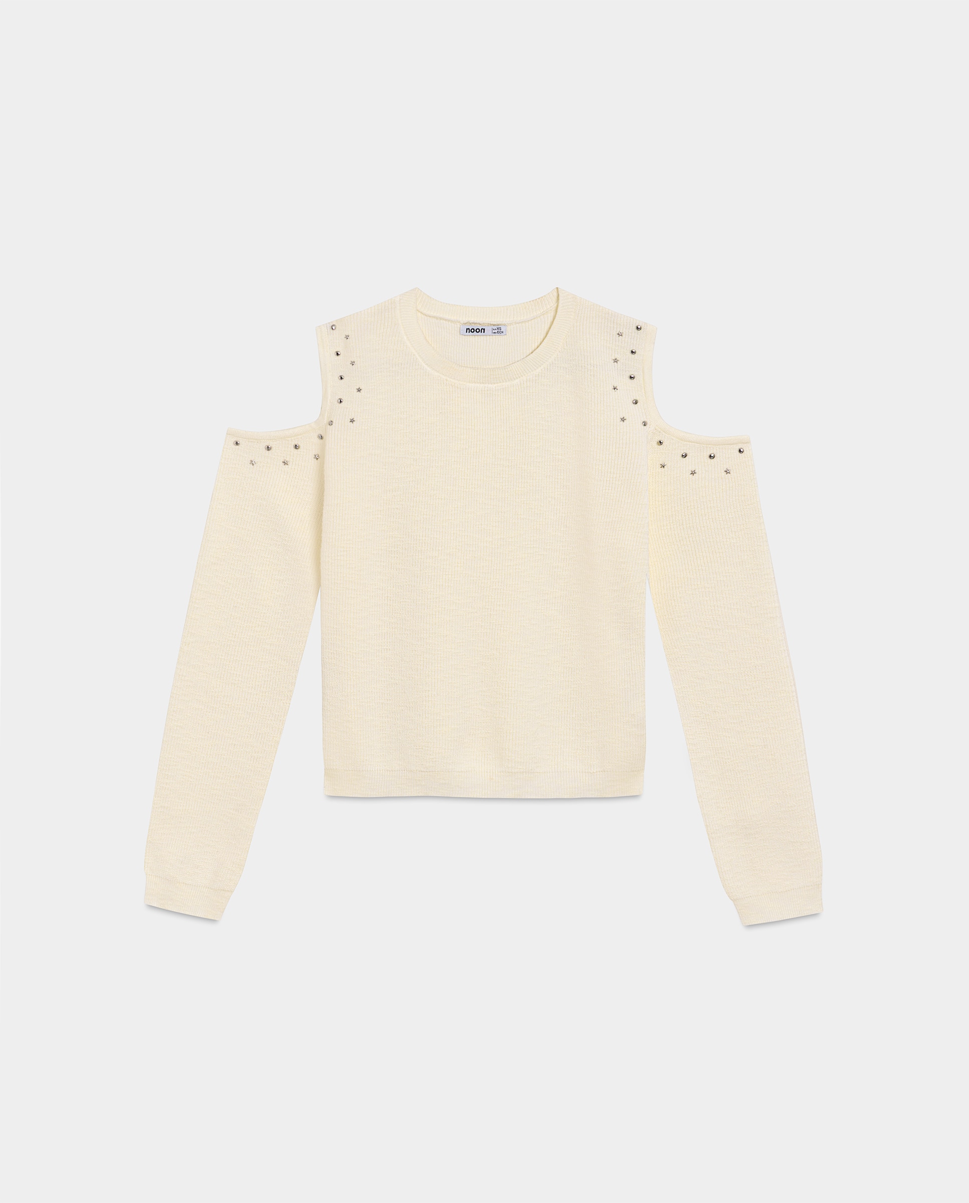 Jersey mujer hombros descubiertos con tachuelas - Noon - Crudo Crudo-5
