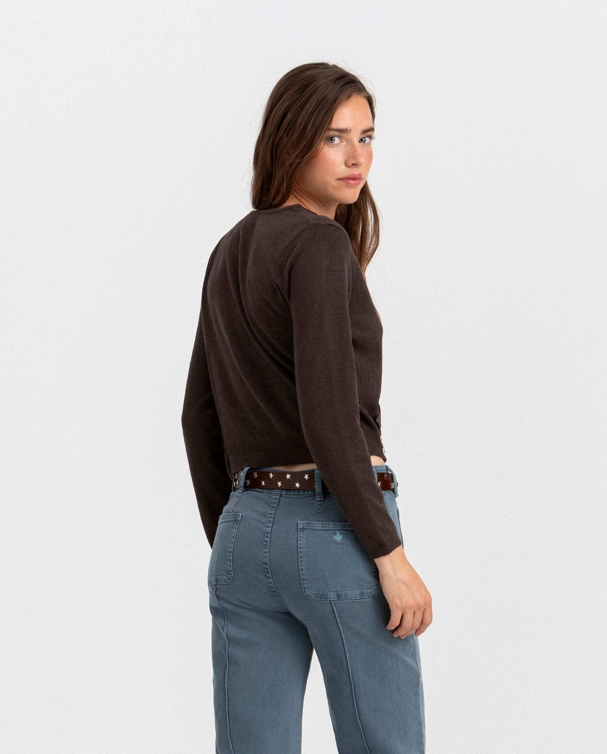 Jersey de mujer cruzado - Noon - Marrón Marrón-2