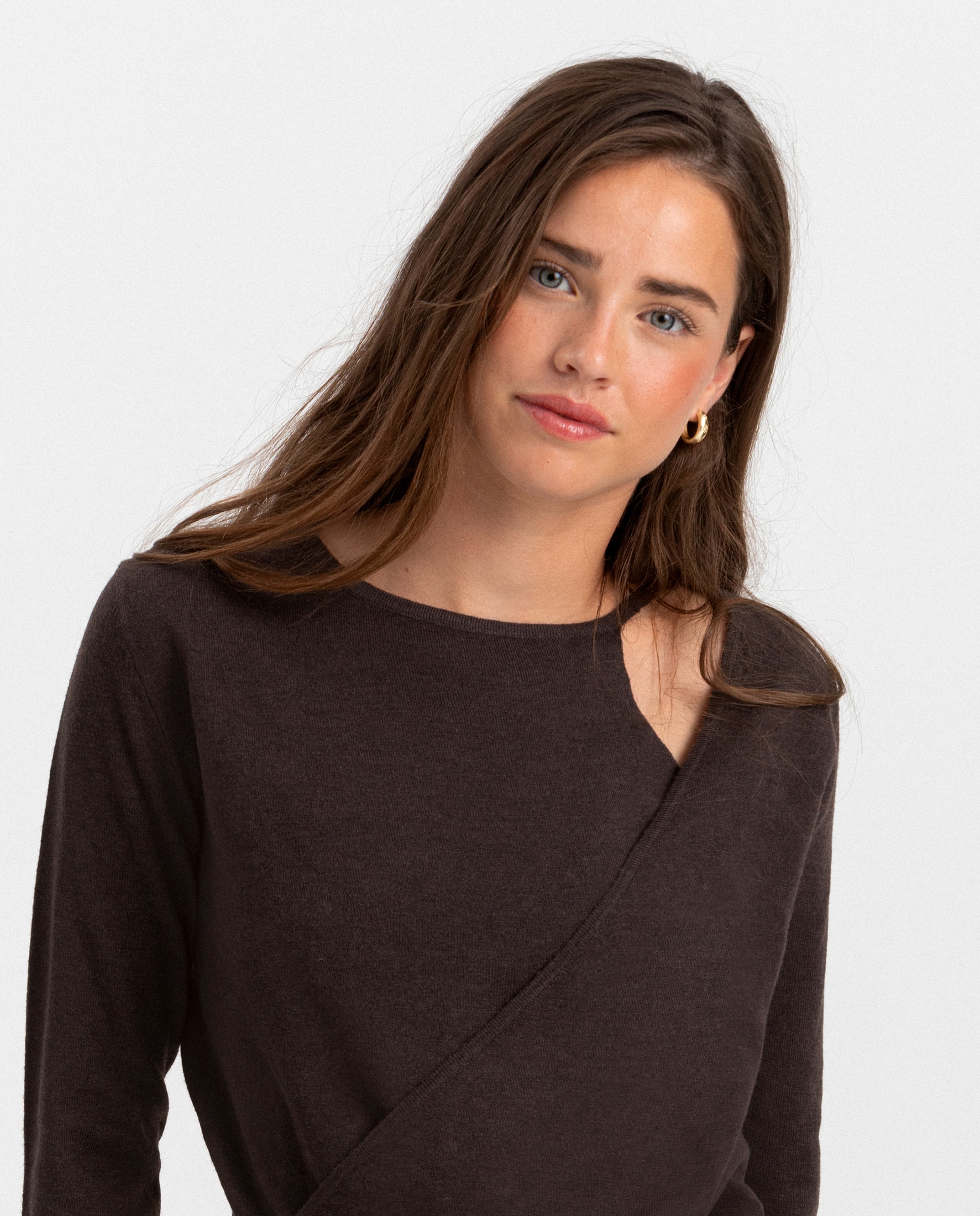 Jersey de mujer cruzado - Noon - Marrón Marrón-4