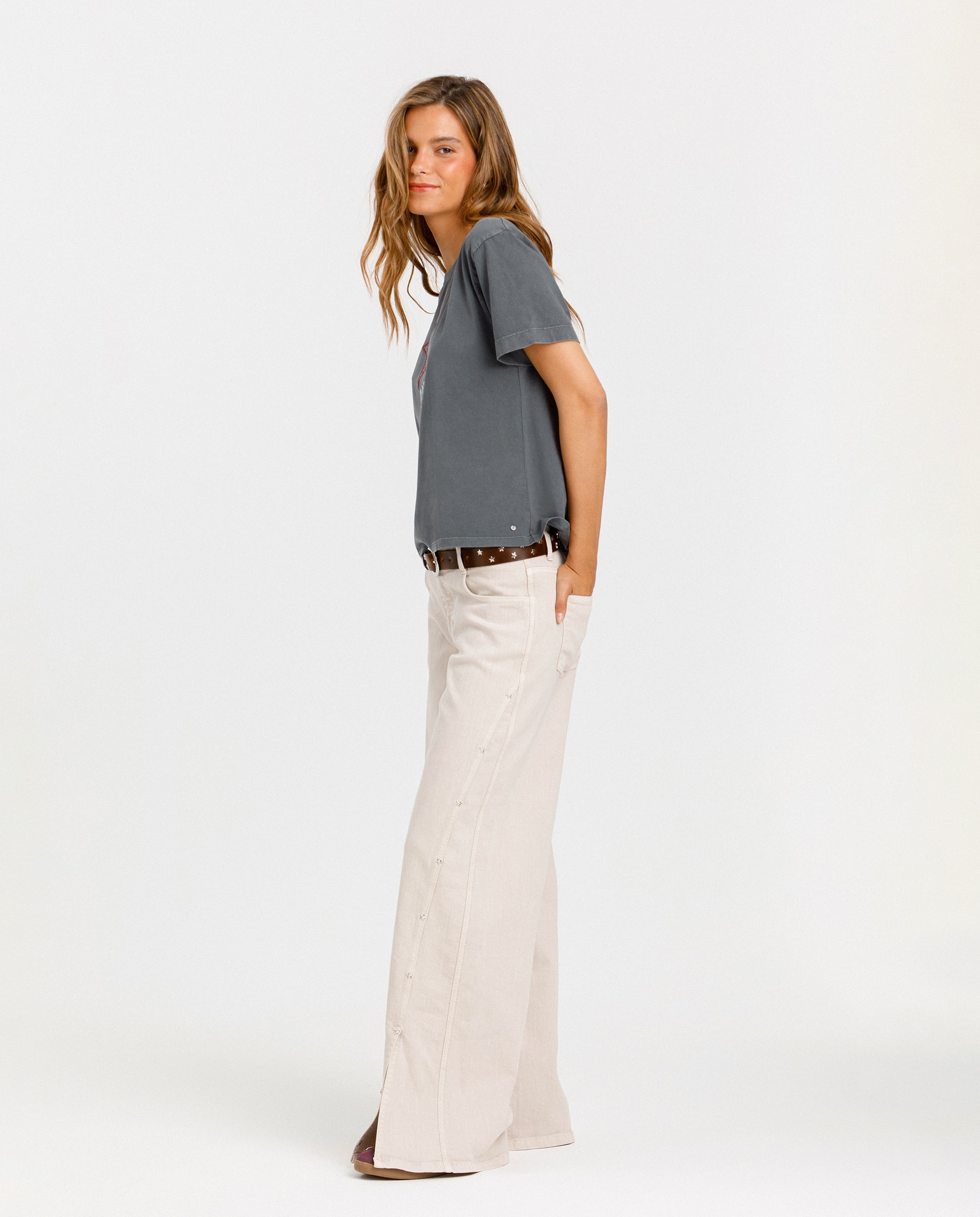 Vaquero de mujer wide leg con abertura - Noon - Crudo Crudo-3