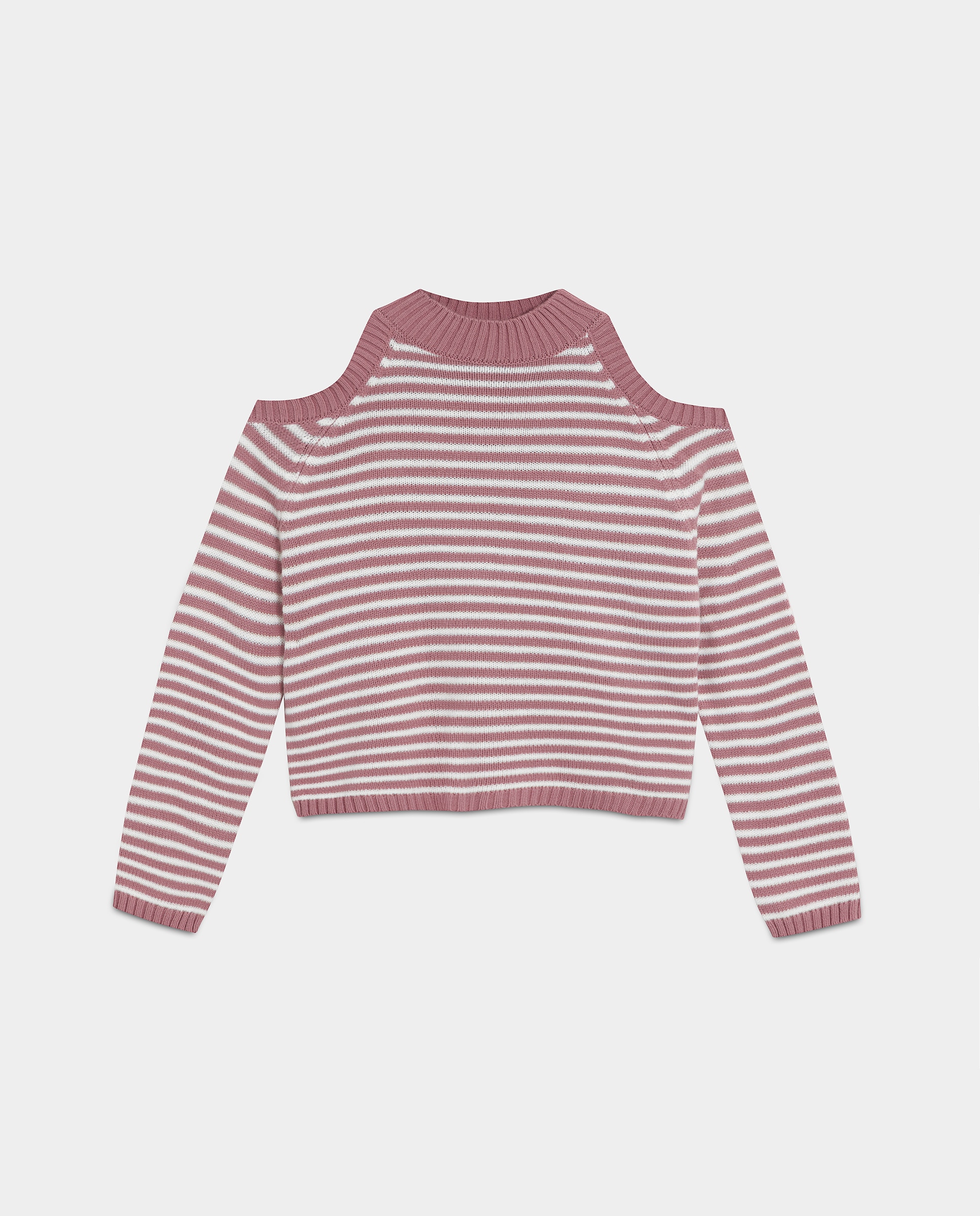 Jersey de mujer a rayas con abertura hombros - Noon - Rosa Rosa-4