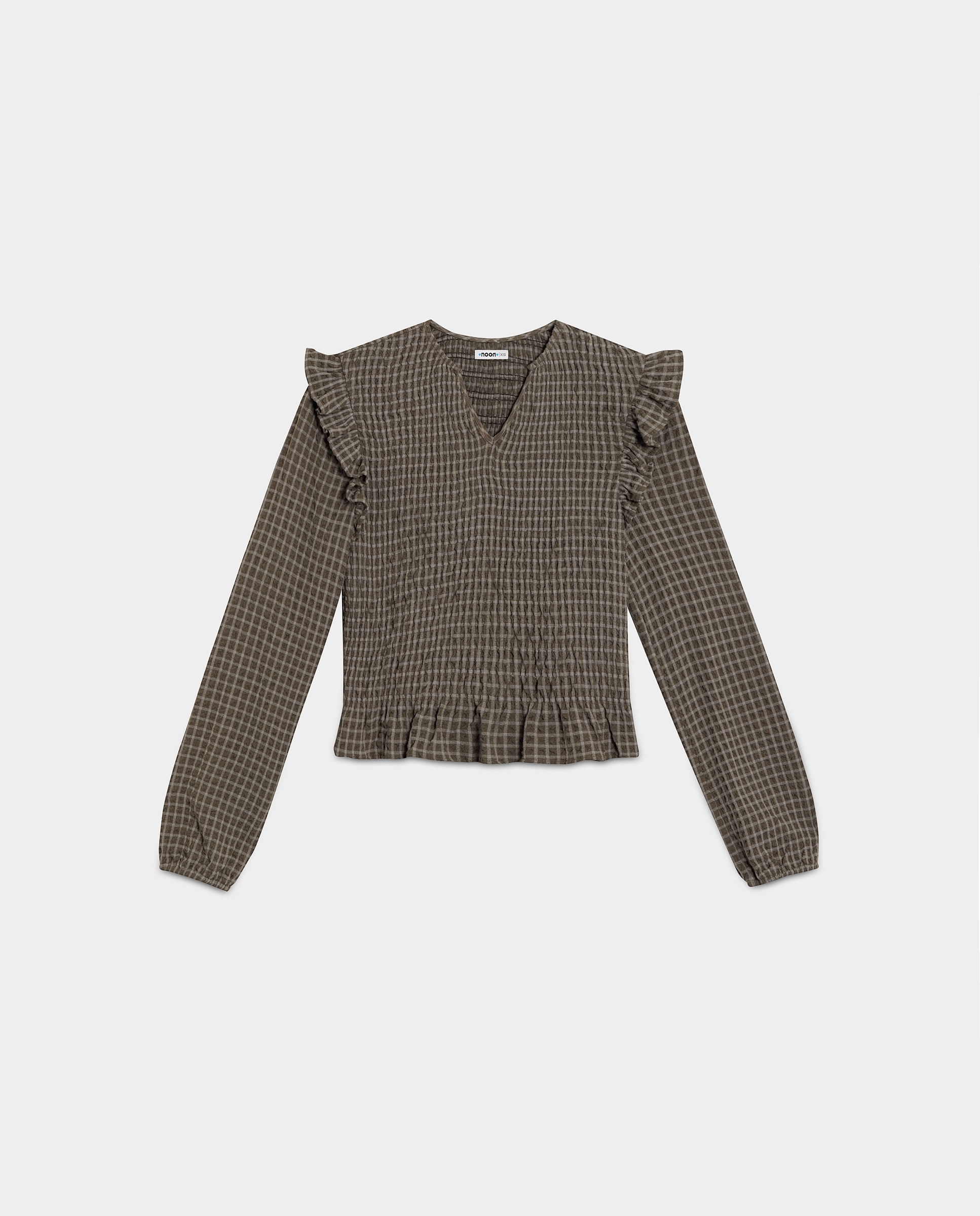 Imagen 5 de Top de mujer fruncido a cuadros - Noon - Gris Gris