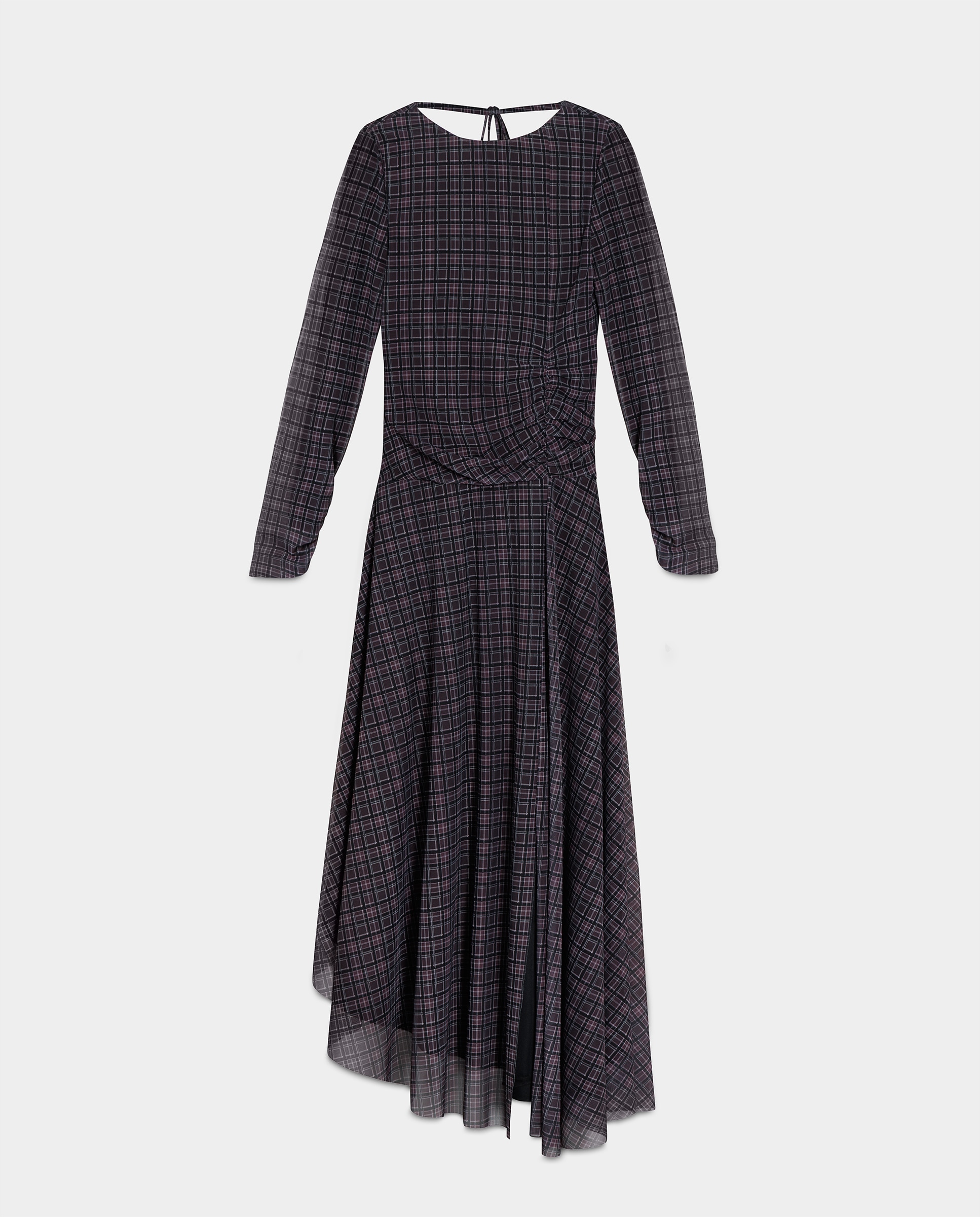 Vestido midi cuadros - Noon - Burdeos Burdeos-5