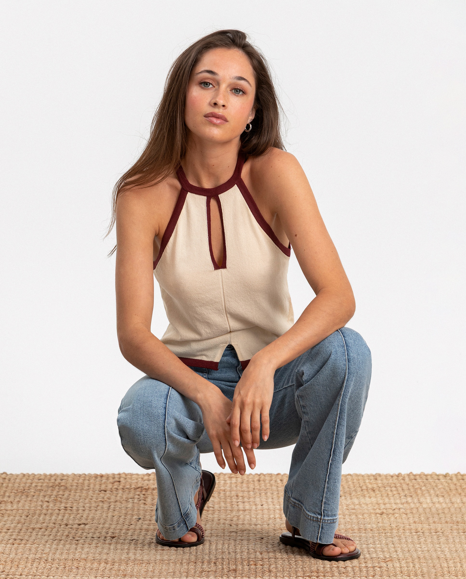 Top de mujer halter contraste - Noon - Crudo Crudo-3