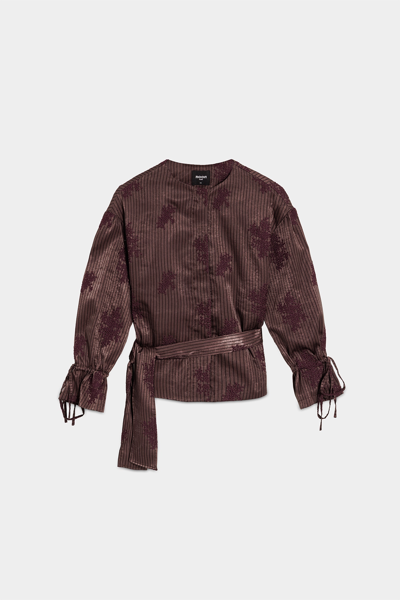 Chaqueta de mujer con cinturon tipo lazada - Noon - Burdeos Burdeos-6