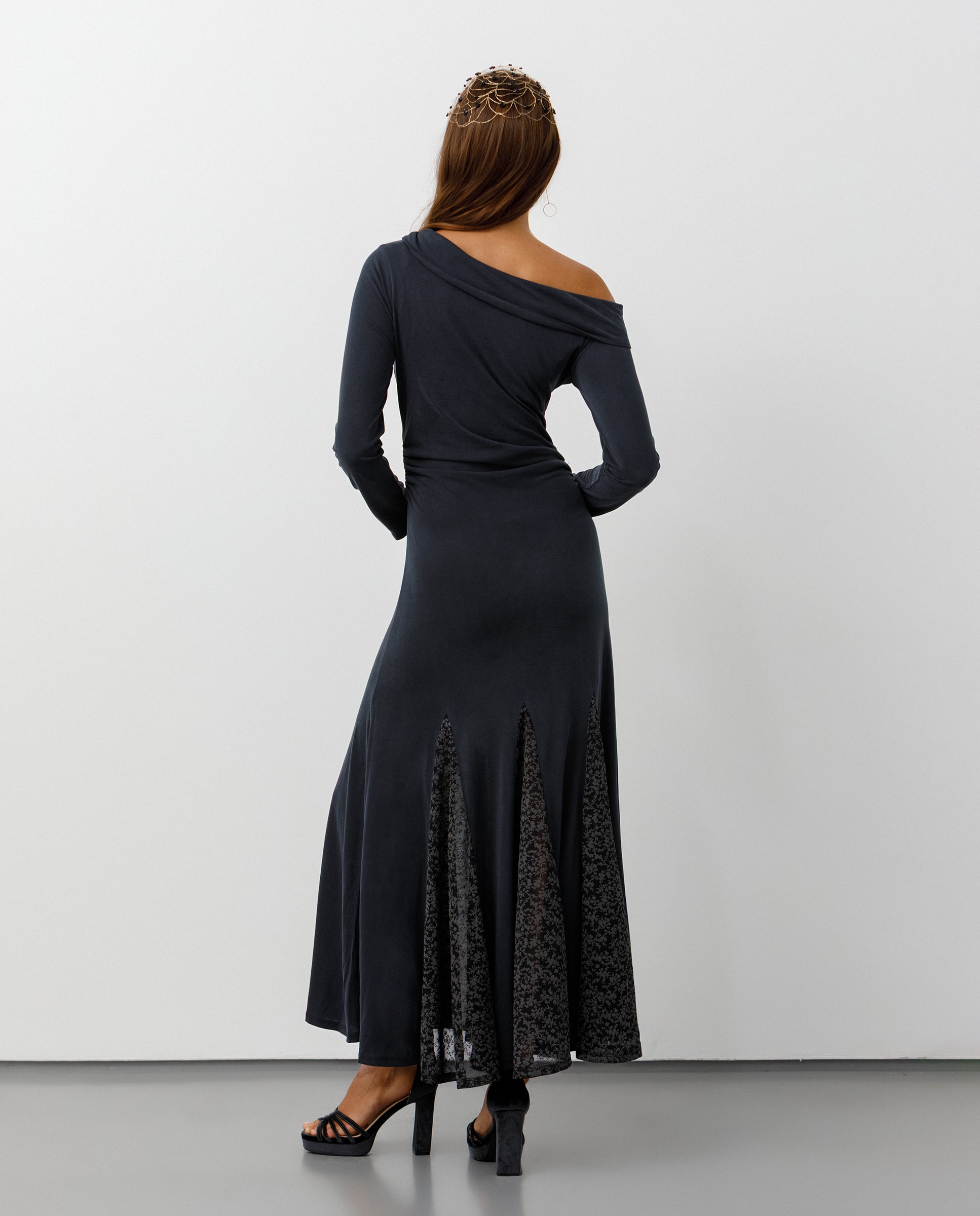 Vestido midi de mujer con godets - Noon - Morado Morado-2
