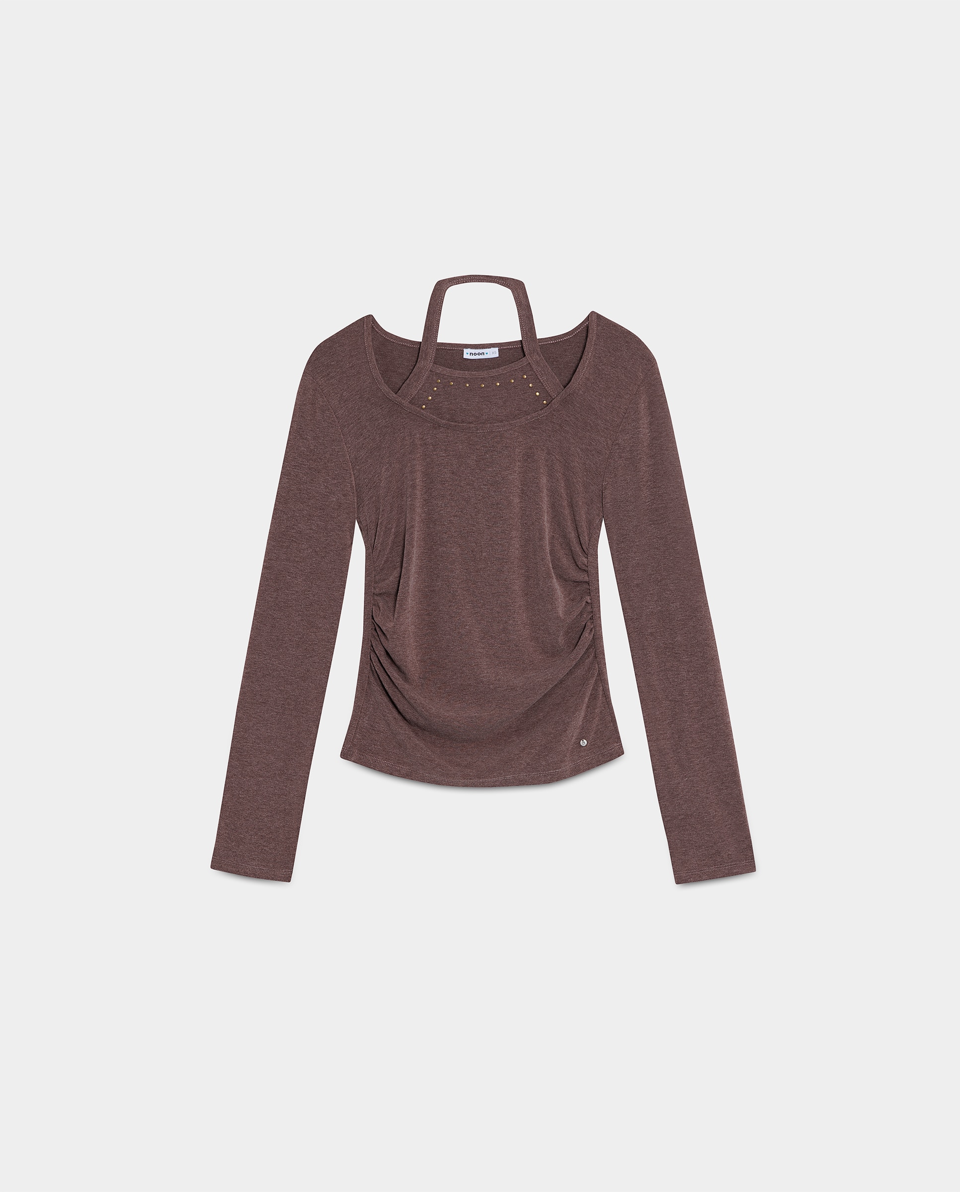 Top halter de mujer de manga larga - Noon - Marrón Marrón-5