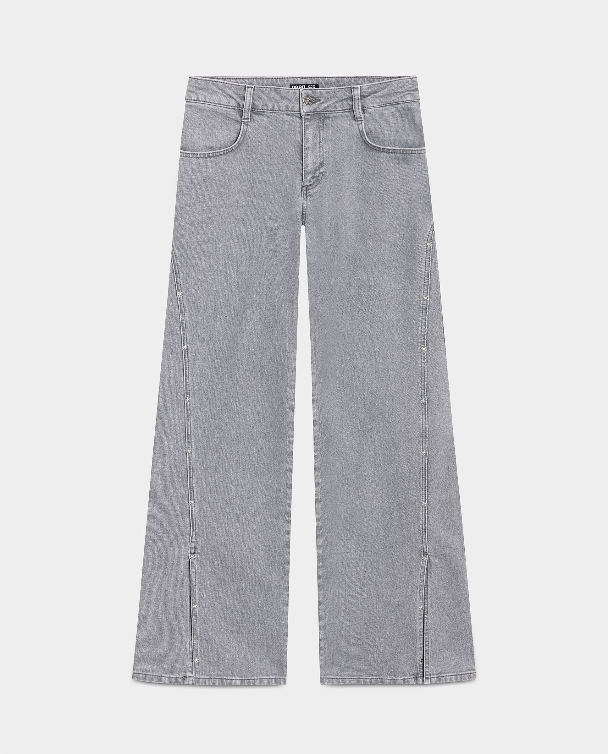 Vaquero de mujer wide leg con abertura - Noon - Gris Gris-5